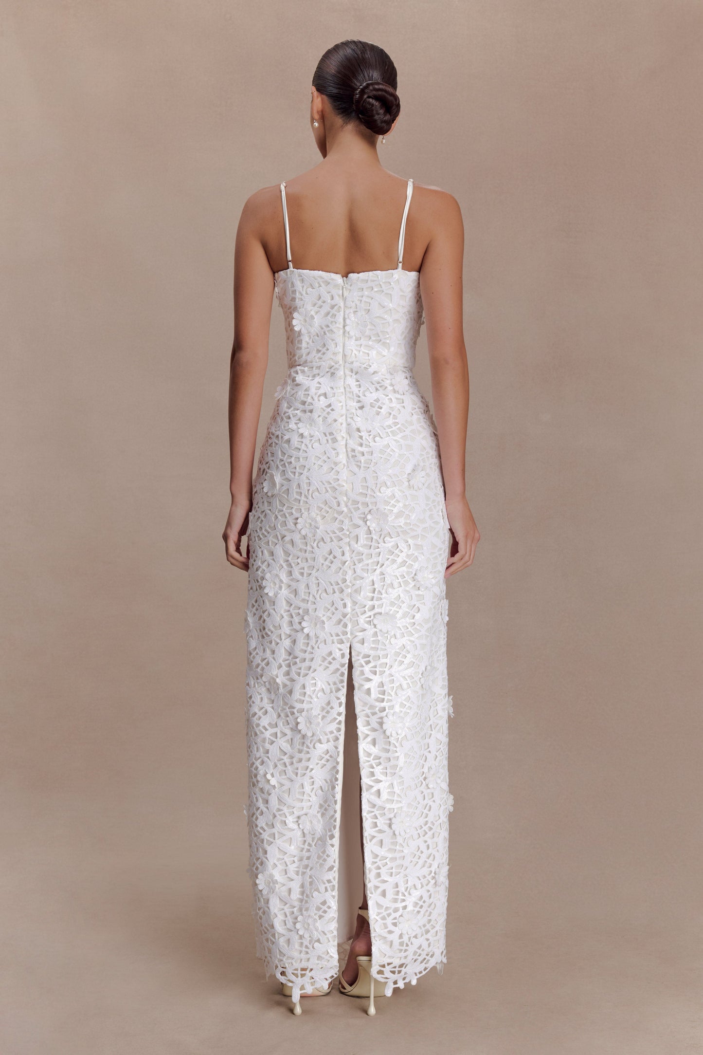 Josefa Sequin Lace Maxi Dress - White