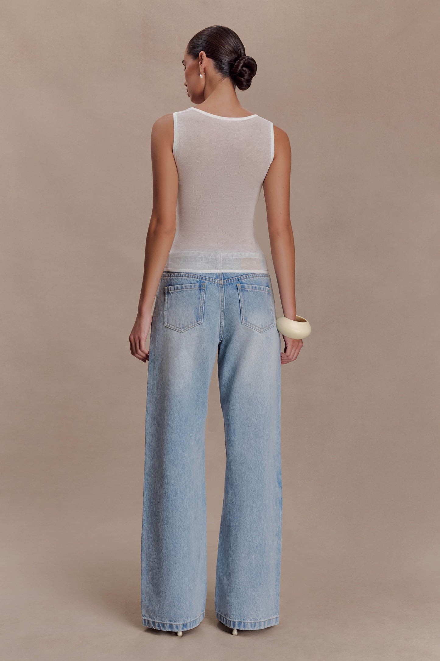 Dollie Sheer Knit Tank Top - Ivory
