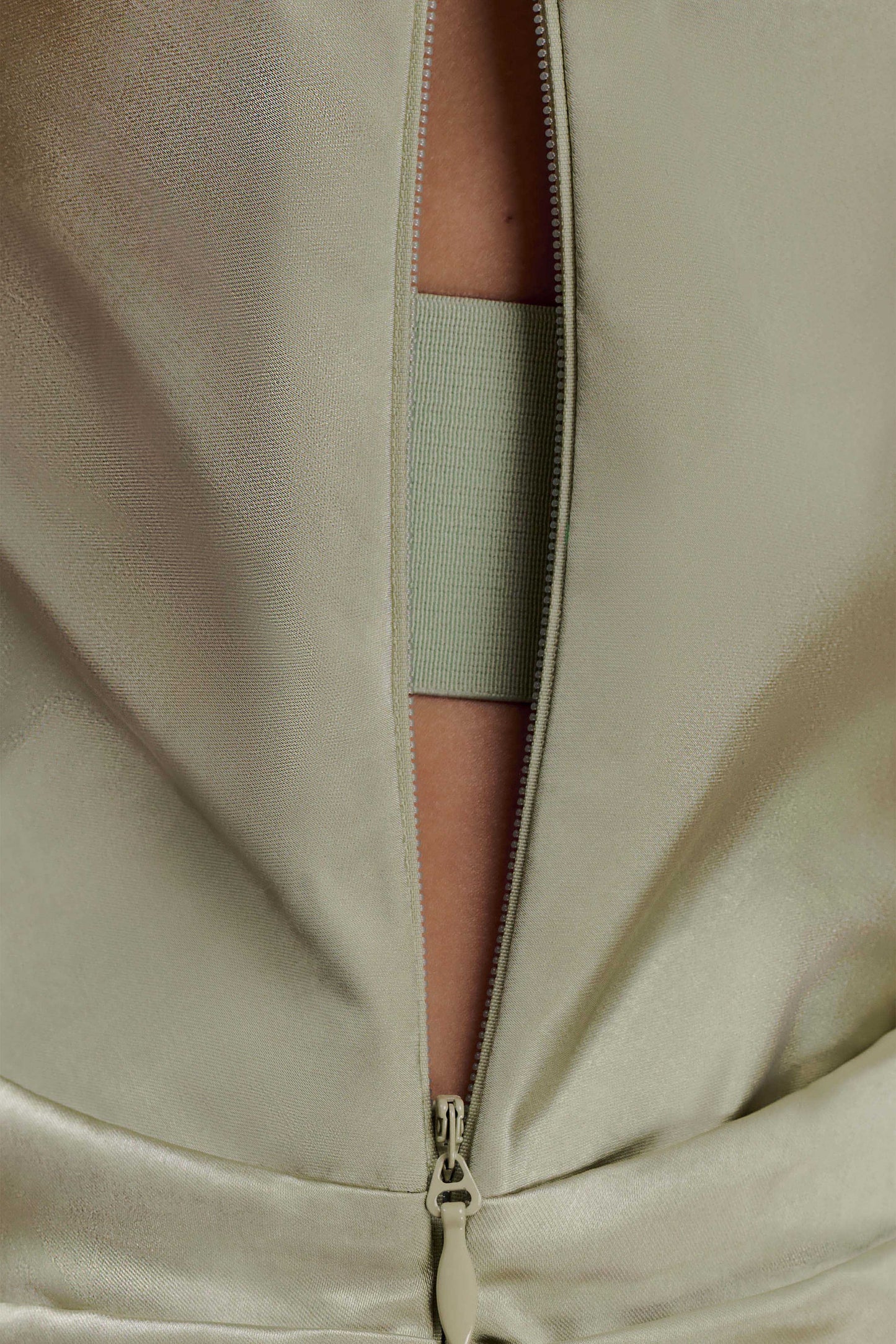 Dalia Off Shoulder Satin Maxi Dress - Sage