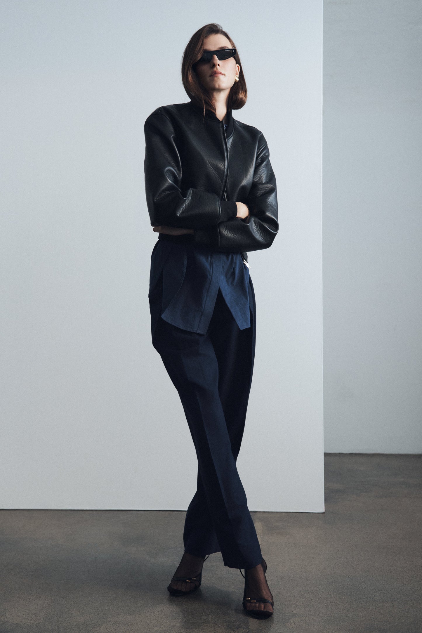 Codi Faux Leather Bomber Jacket - Black