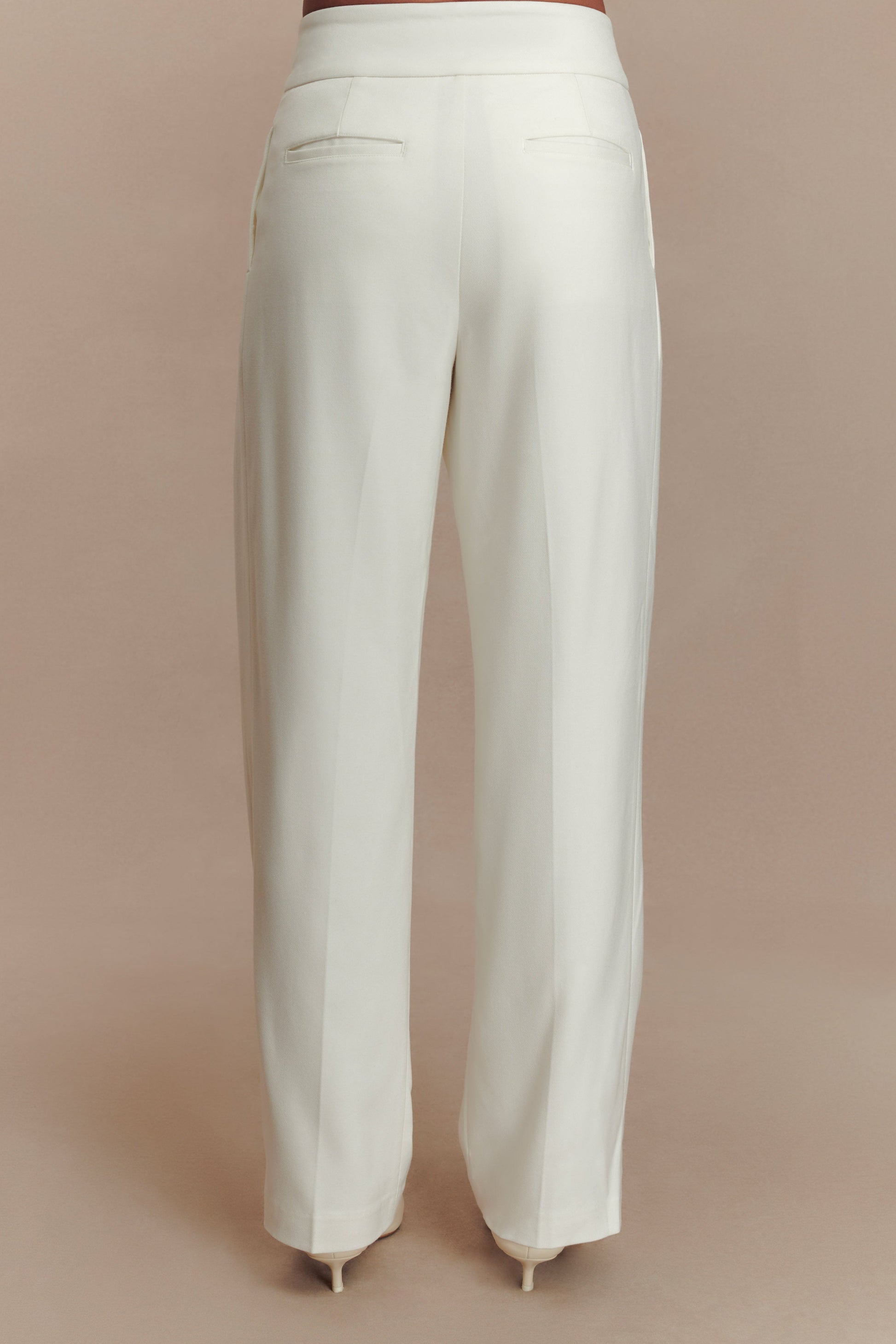 Penelope Pleated High Waisted Pants - Ivory #5