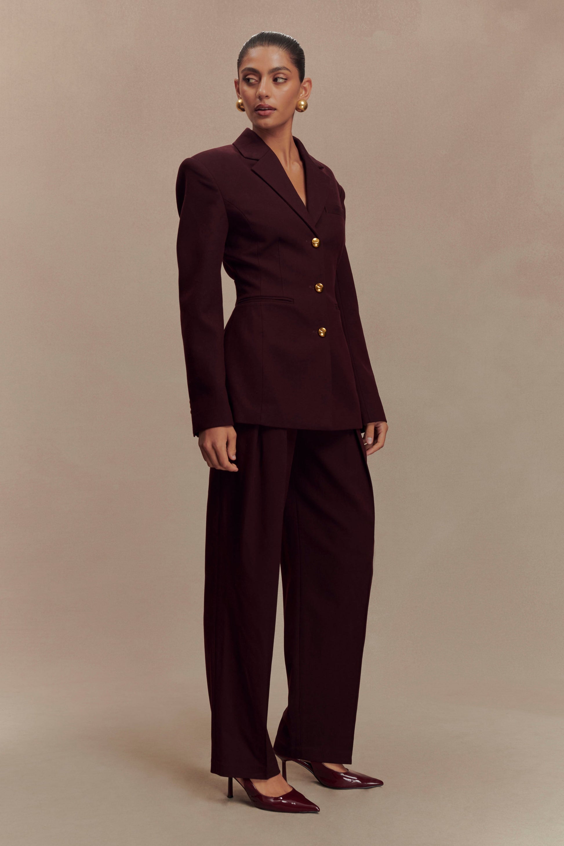 Penelope Pleated High Waisted Pants - Mahogany #6