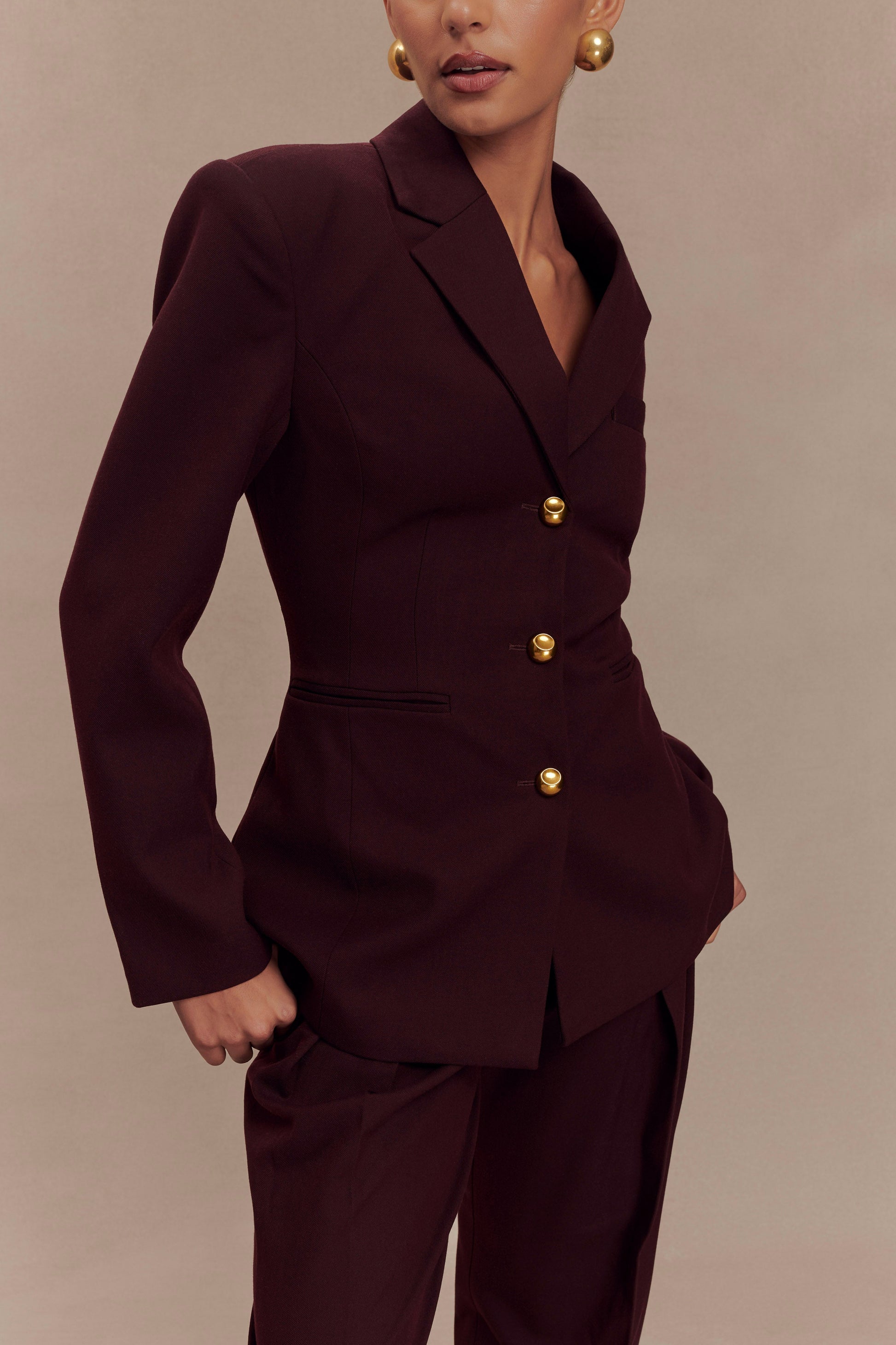 Bellamy Cinched Blazer - Mahogany #3