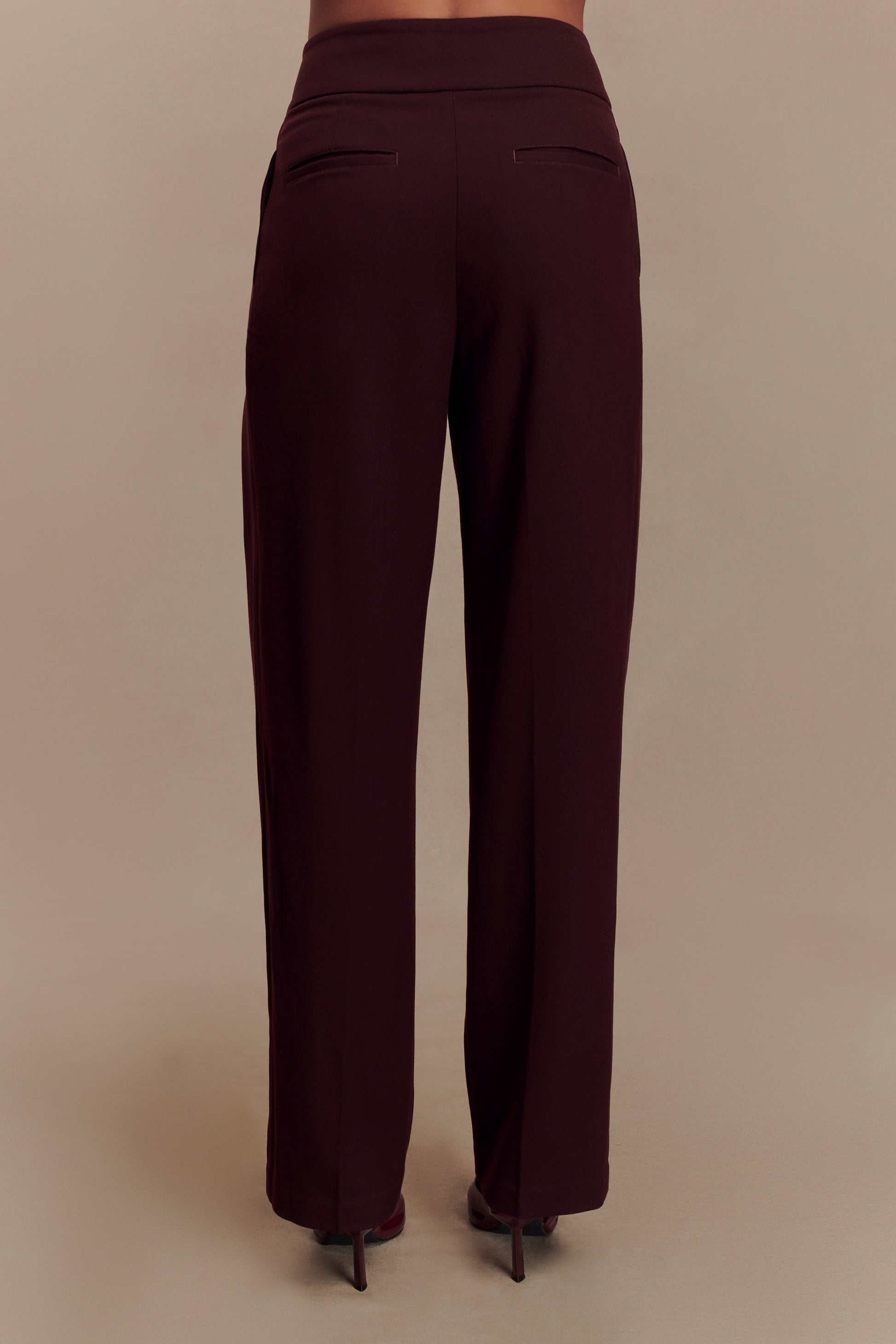 Penelope Pleated High Waisted Pants - Mahogany #3