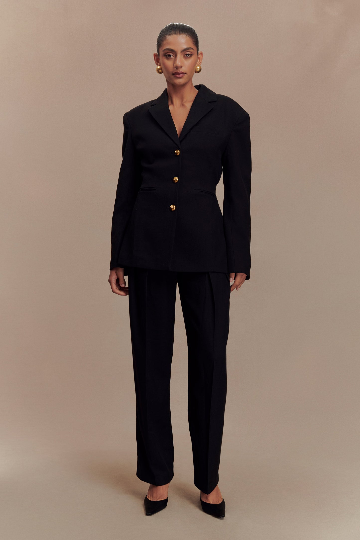 Penelope Pleated High Waisted Pants - Black