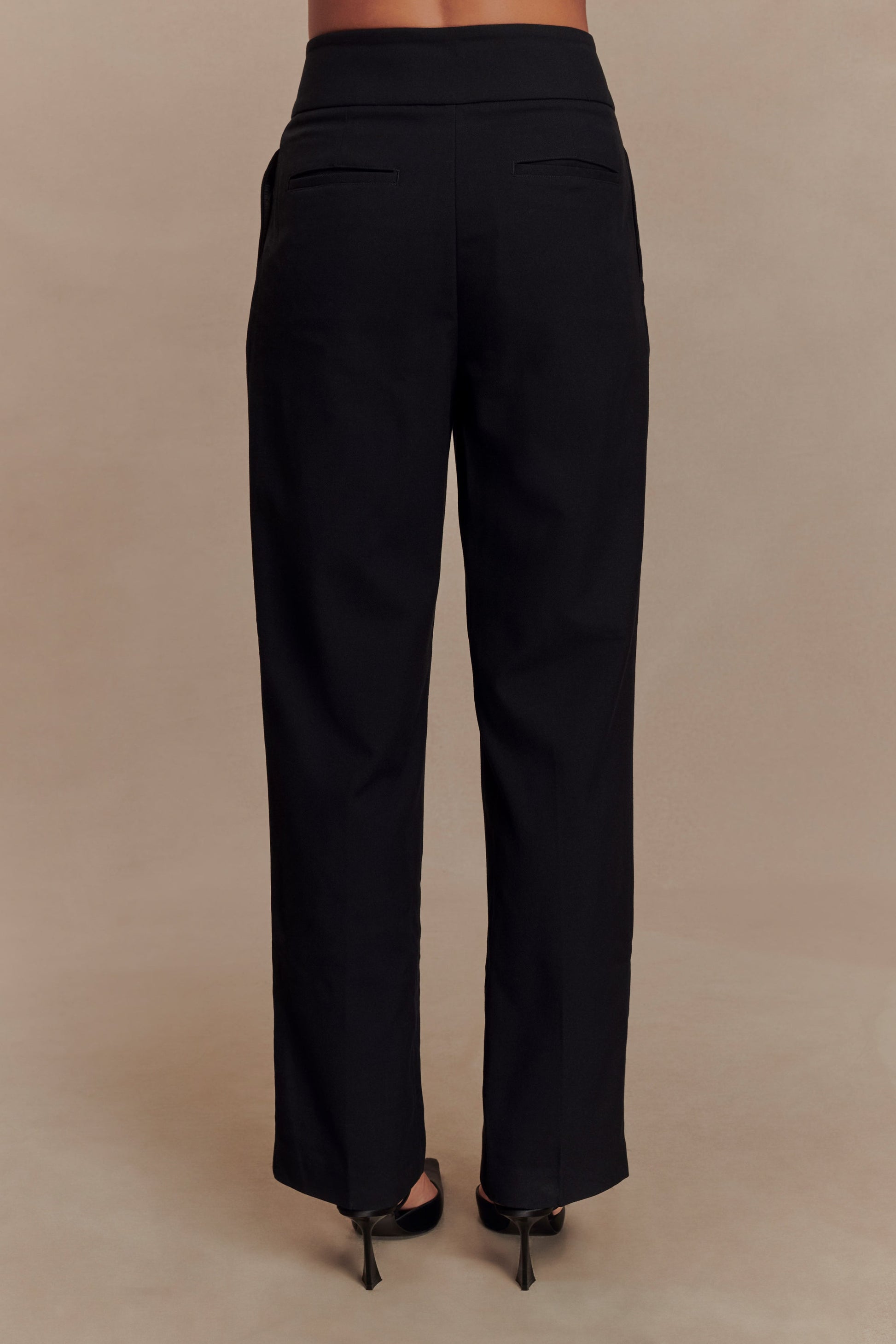 Penelope Pleated High Waisted Pants - Black #3