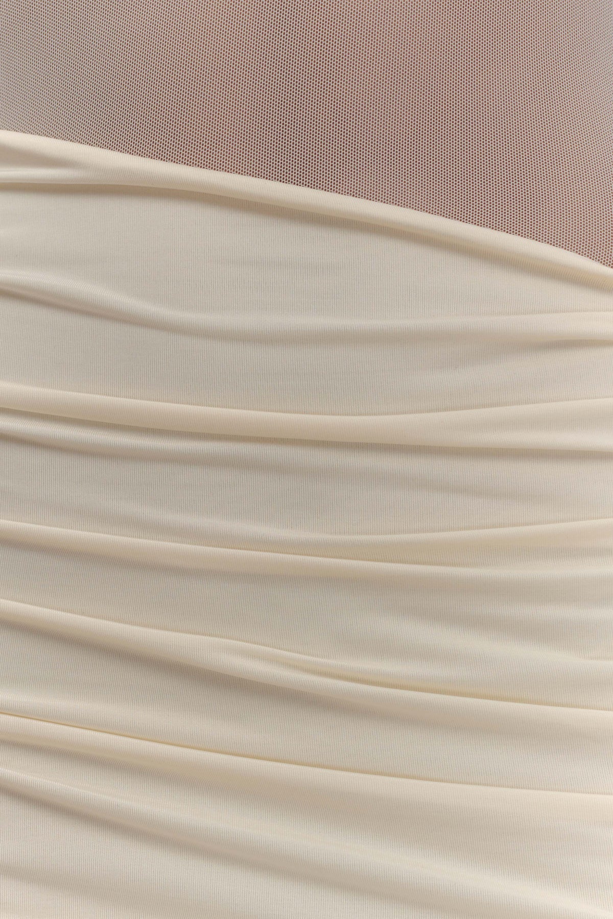 Dallas One Shoulder Mesh Maxi Dress - Ivory