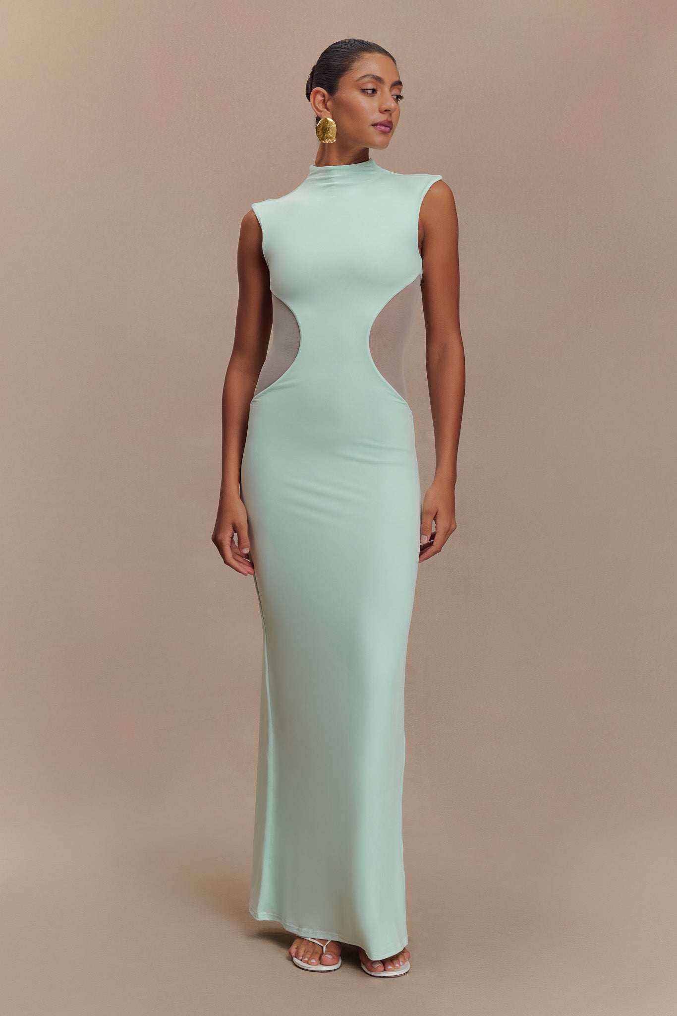 Massie Slinky And Mesh Maxi Dress - Lagoon #2