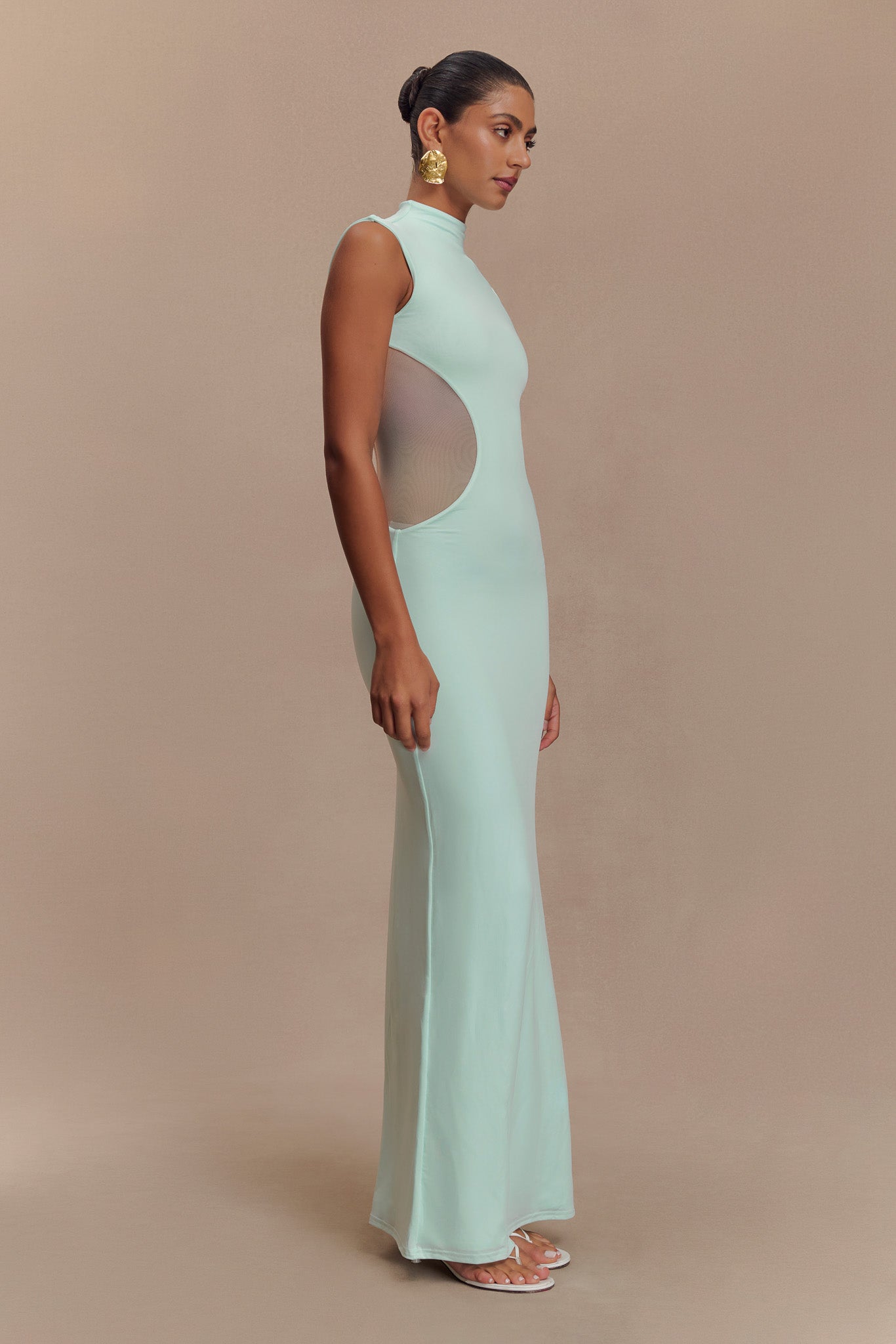 Massie Slinky And Mesh Maxi Dress - Lagoon #4