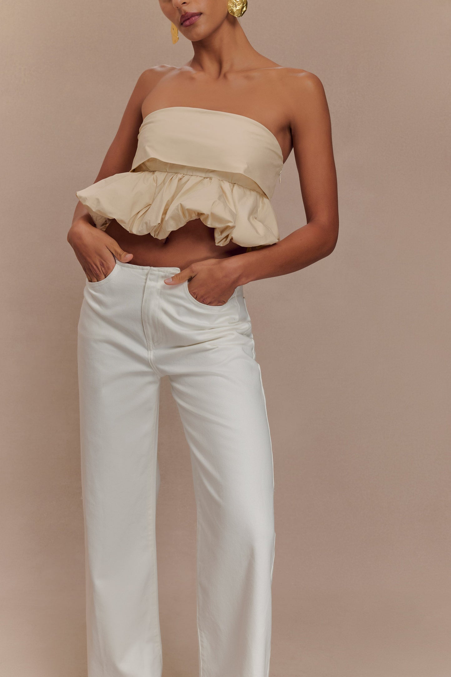 Caitlin Mid Rise Denim Jeans - White