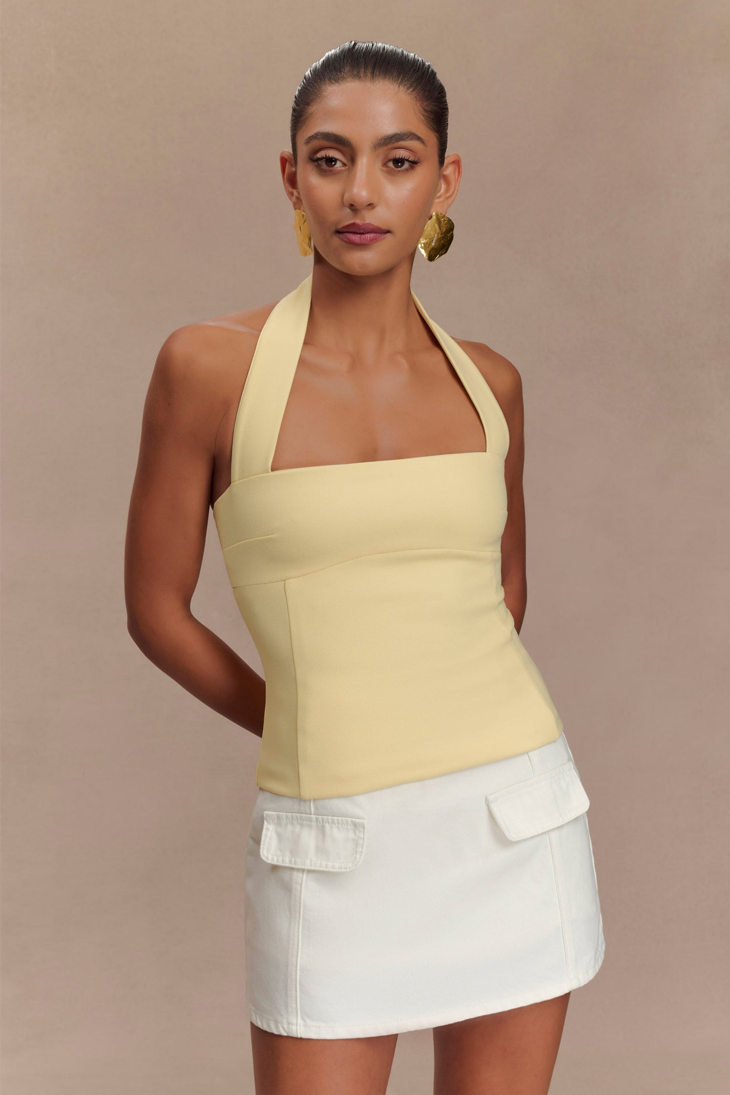 Amelita Suiting Halter Top - Pale Lemon
