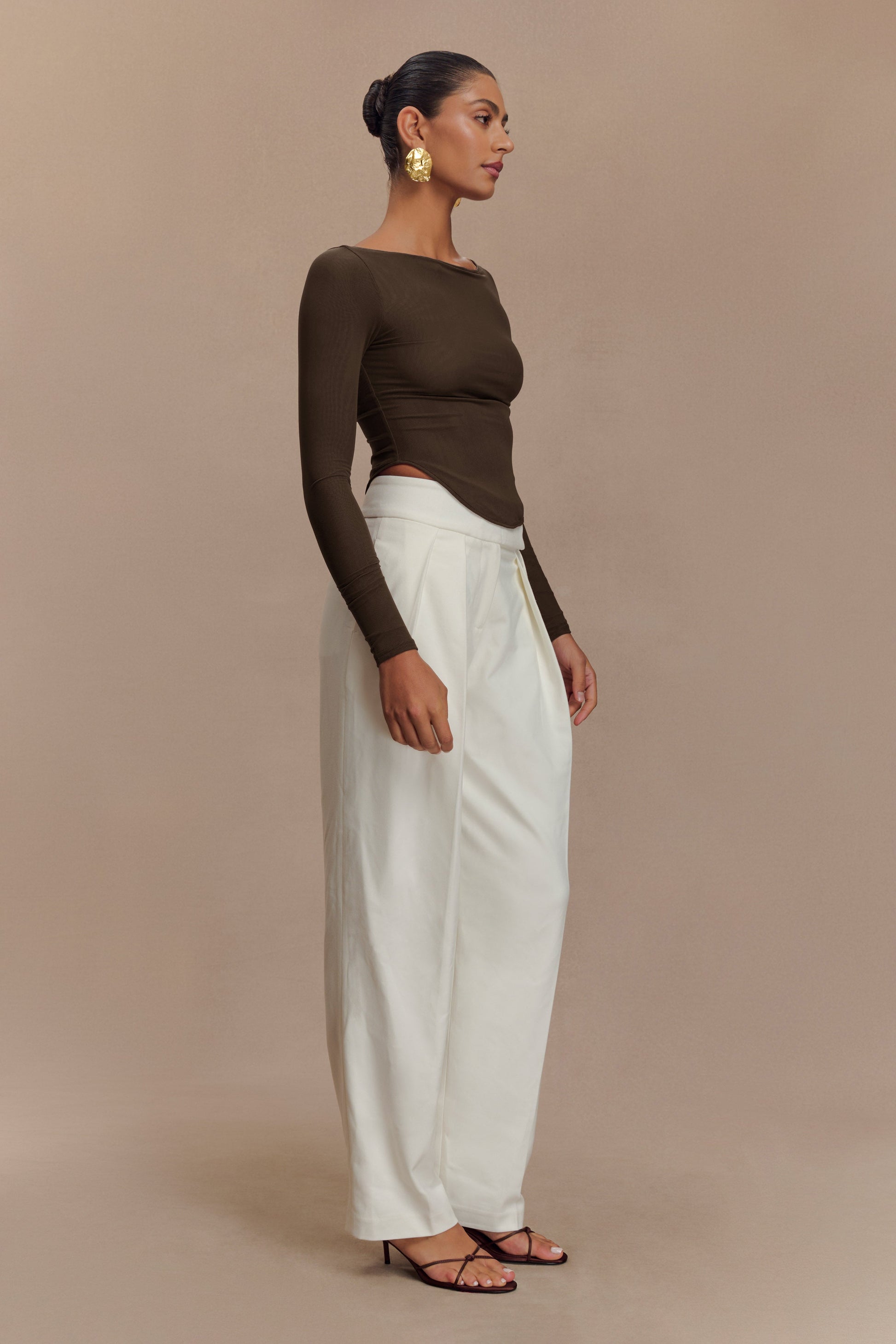 Colette Boat Neck Mesh Top - Dark Chocolate #5