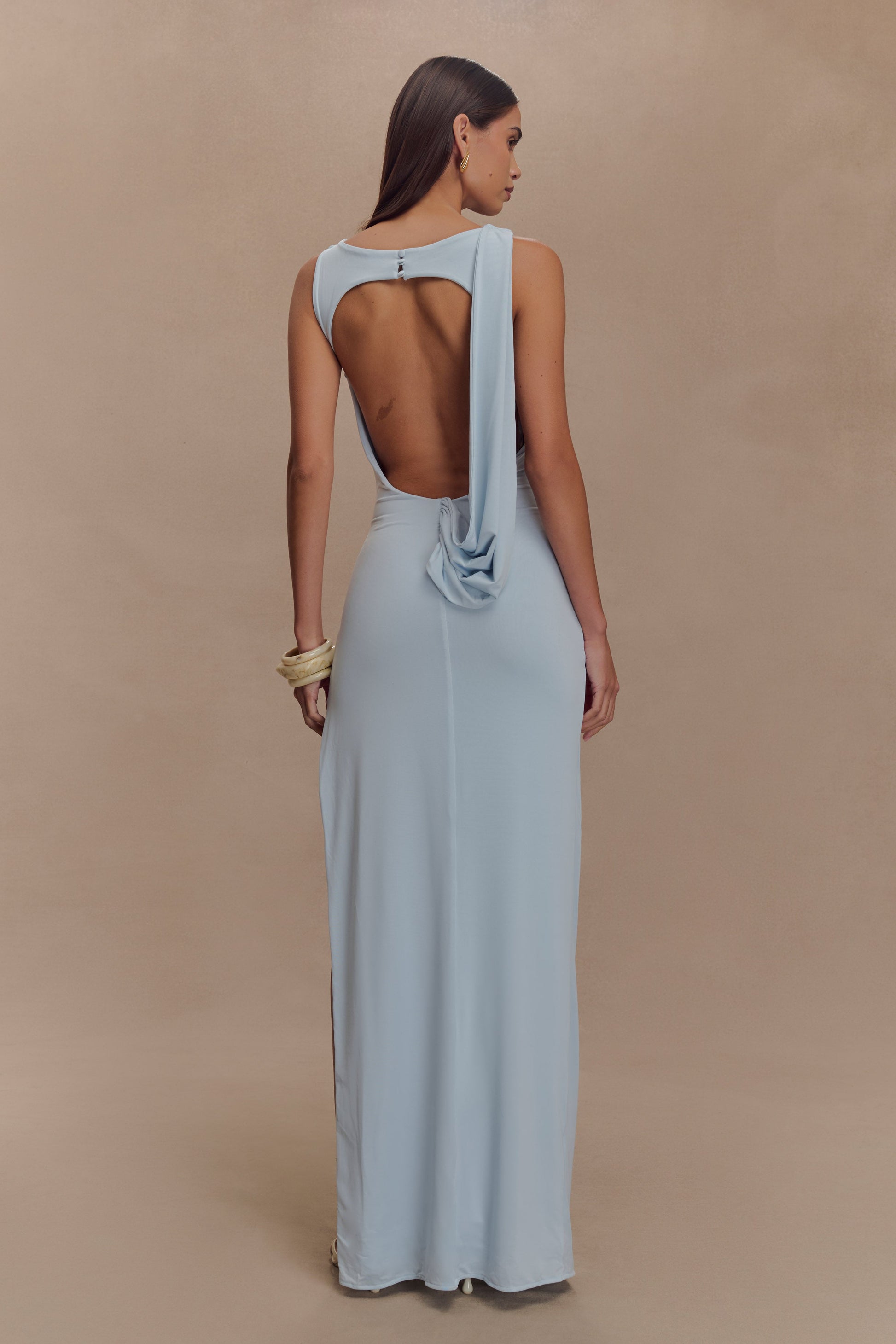 Henley Slinky Drape Maxi Dress - Pale Blue #5
