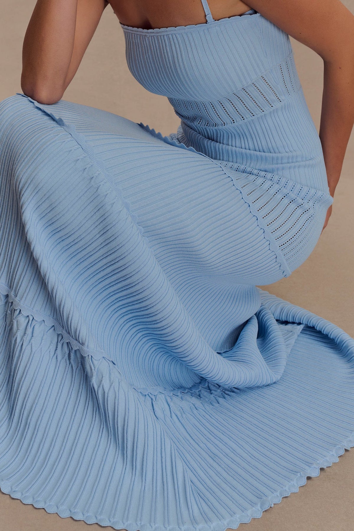 Finley Pointelle Knit Maxi Dress - Cornflower Blue