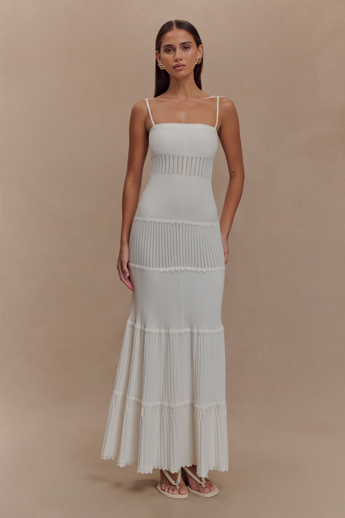 Finley Pointelle Knit Maxi Dress - Ivory