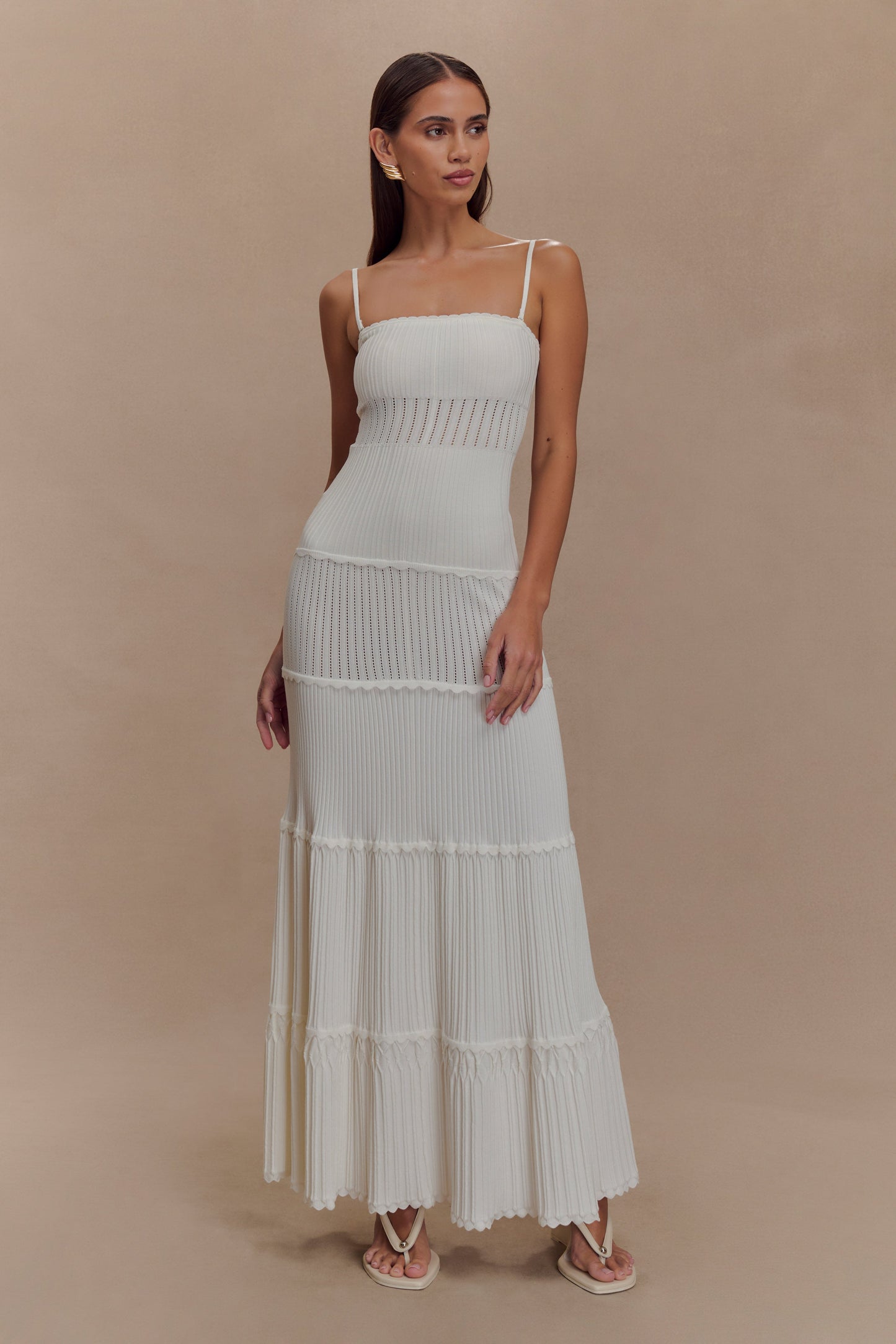 Finley Pointelle Knit Maxi Dress - Ivory