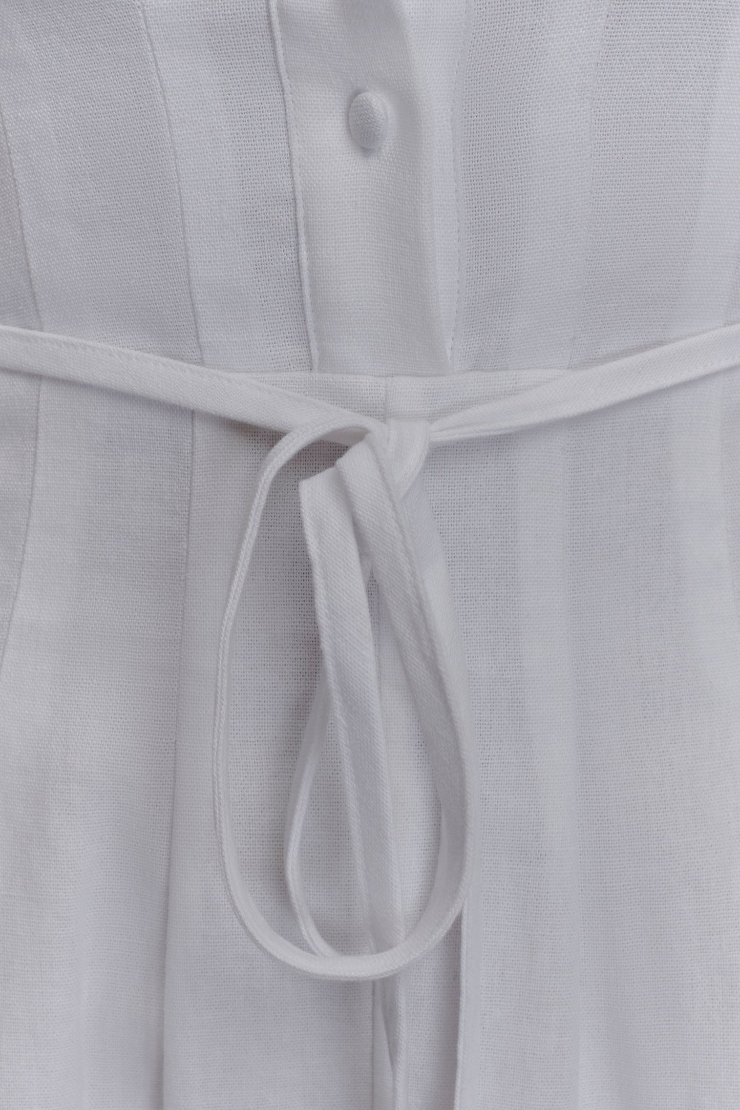 Aysha Buttoned Linen Midi Dress - White