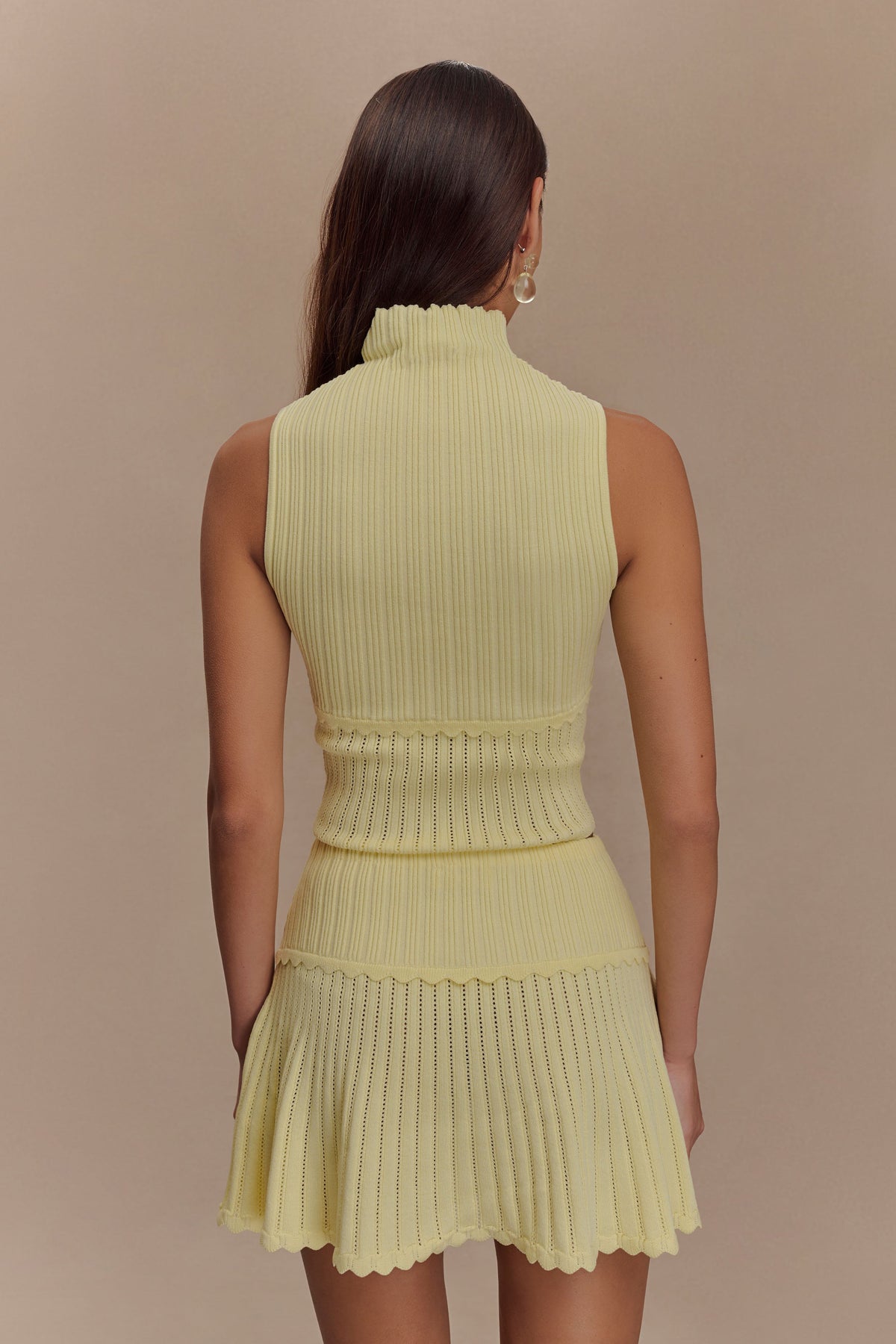 Indy Pointelle Knit Mini Skirt - Lemon