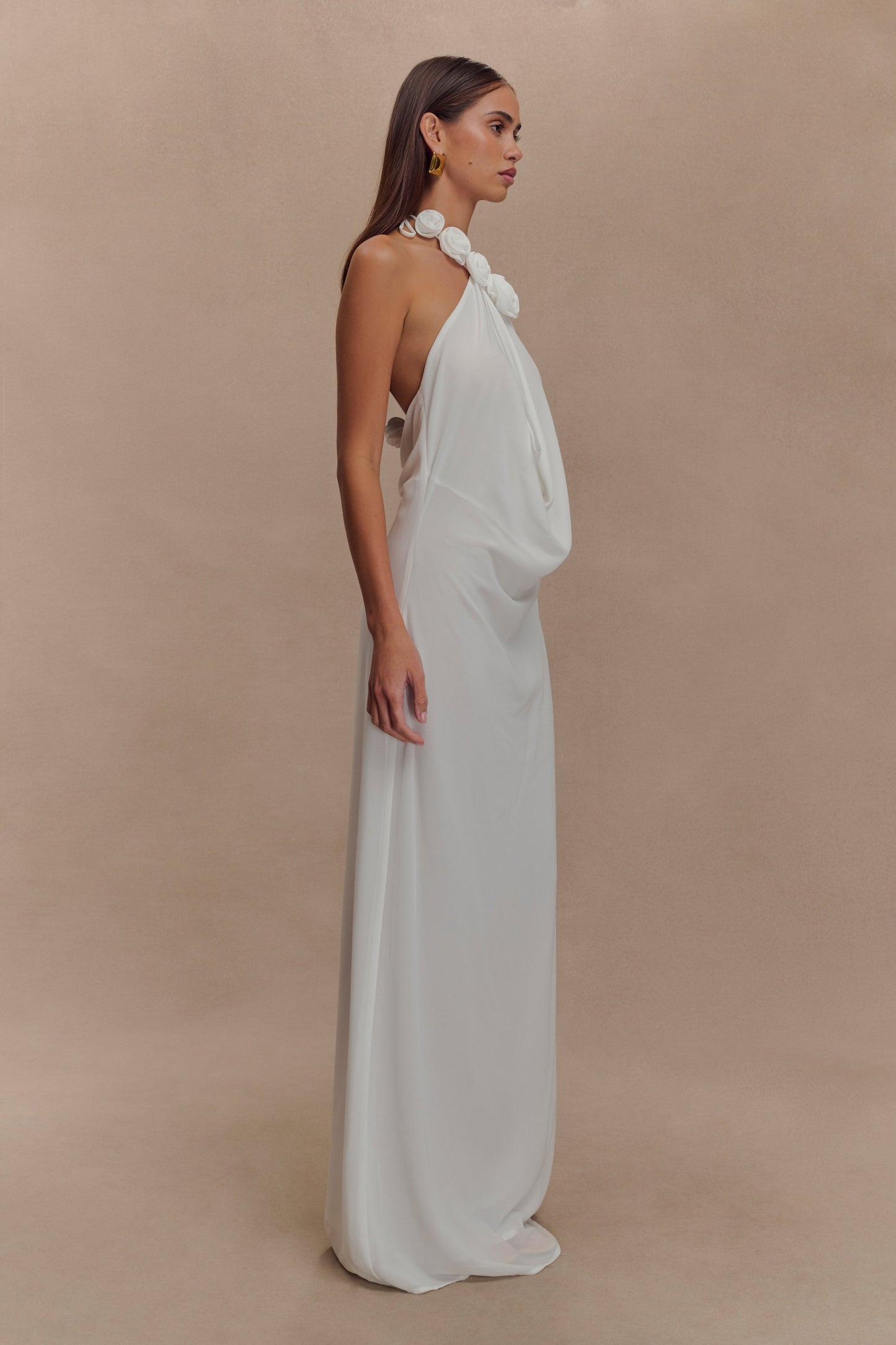 Rosalia Cowl Neck Maxi Dress - White