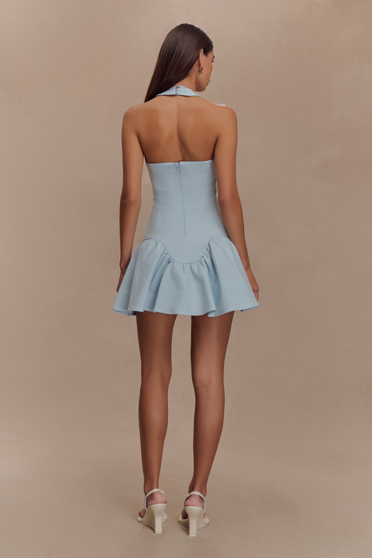 Calipso Halter Mini Dress - Cornflower Blue