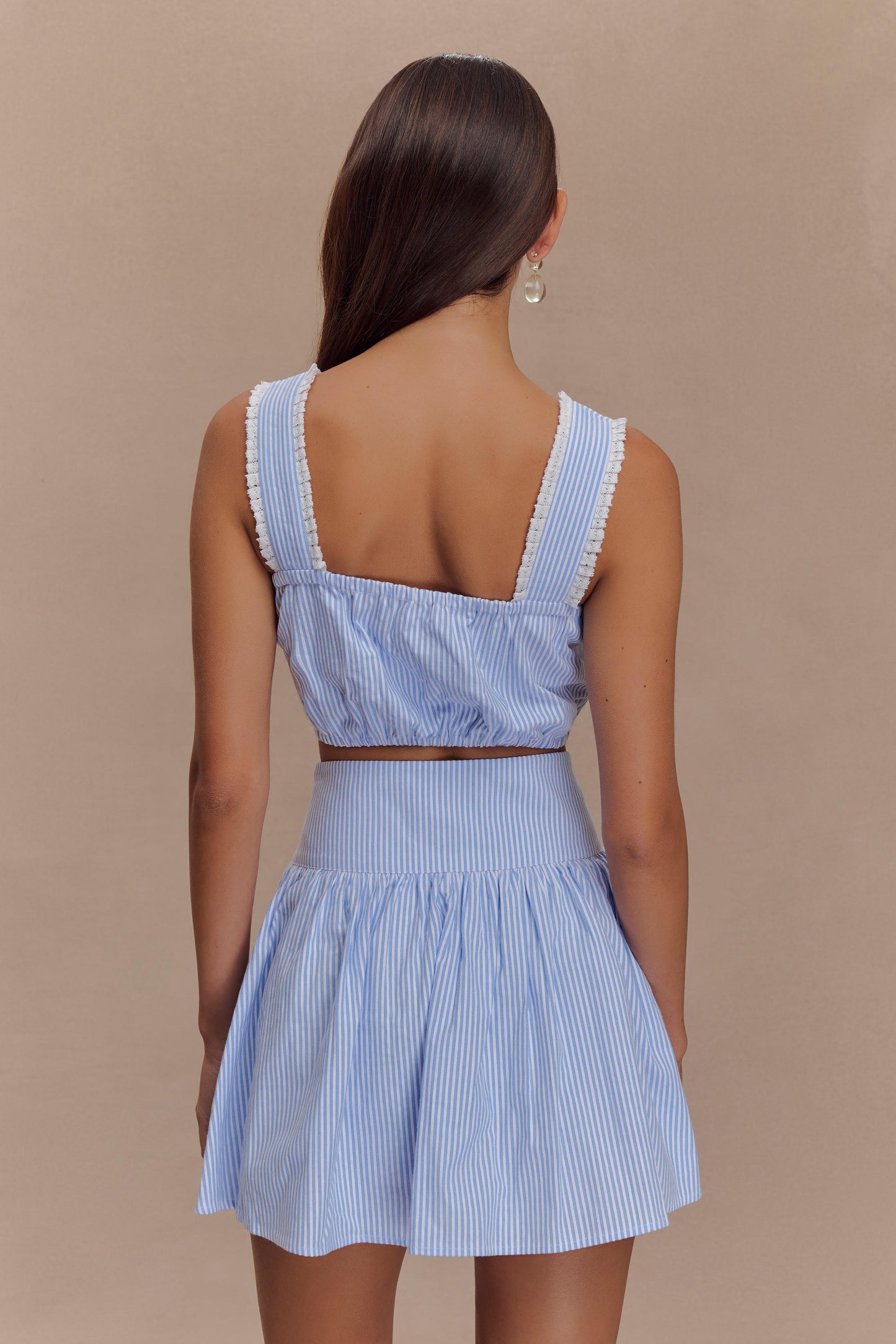 Gretel Hem Mini Skirt - Blue Pinstripe