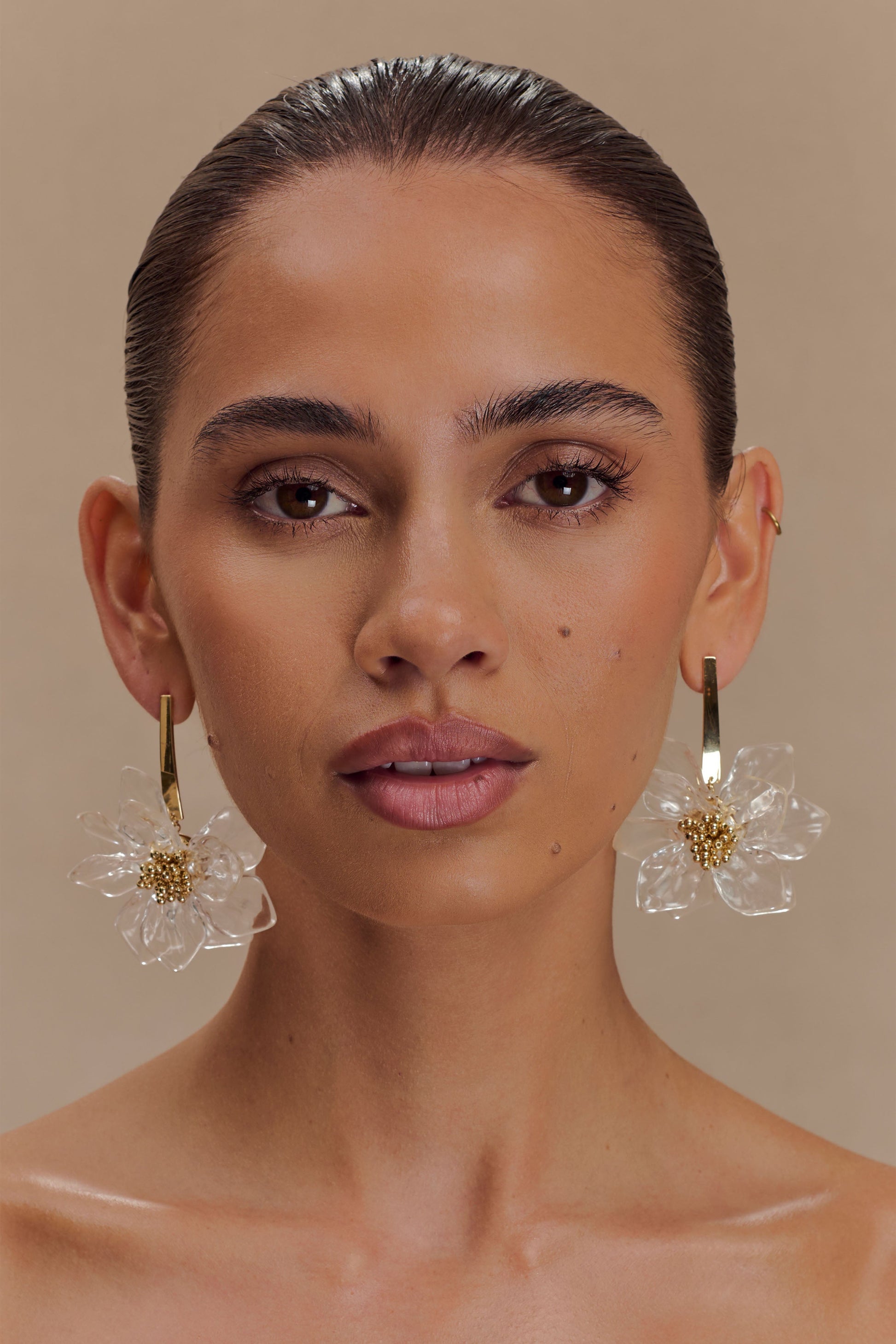 Naomi Acrylic Flower Earring - Gold #4