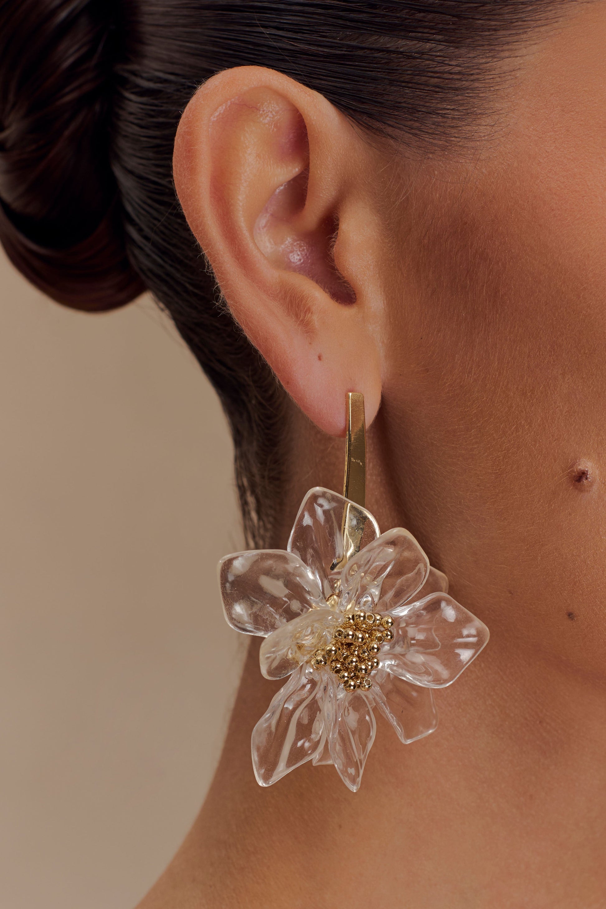Naomi Acrylic Flower Earring - Gold #3