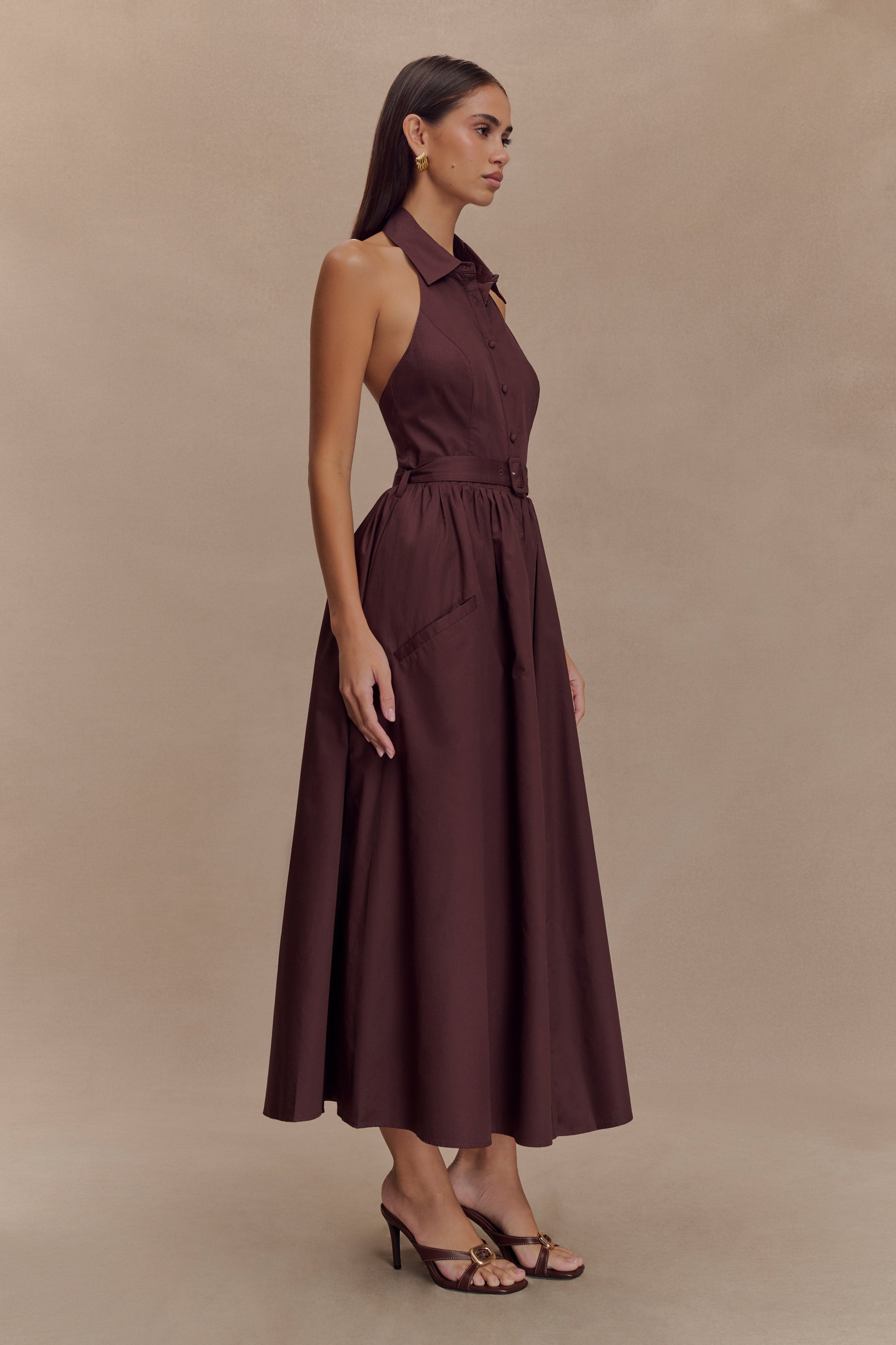 Cindy Collared Midi Dress - Chocolate #6