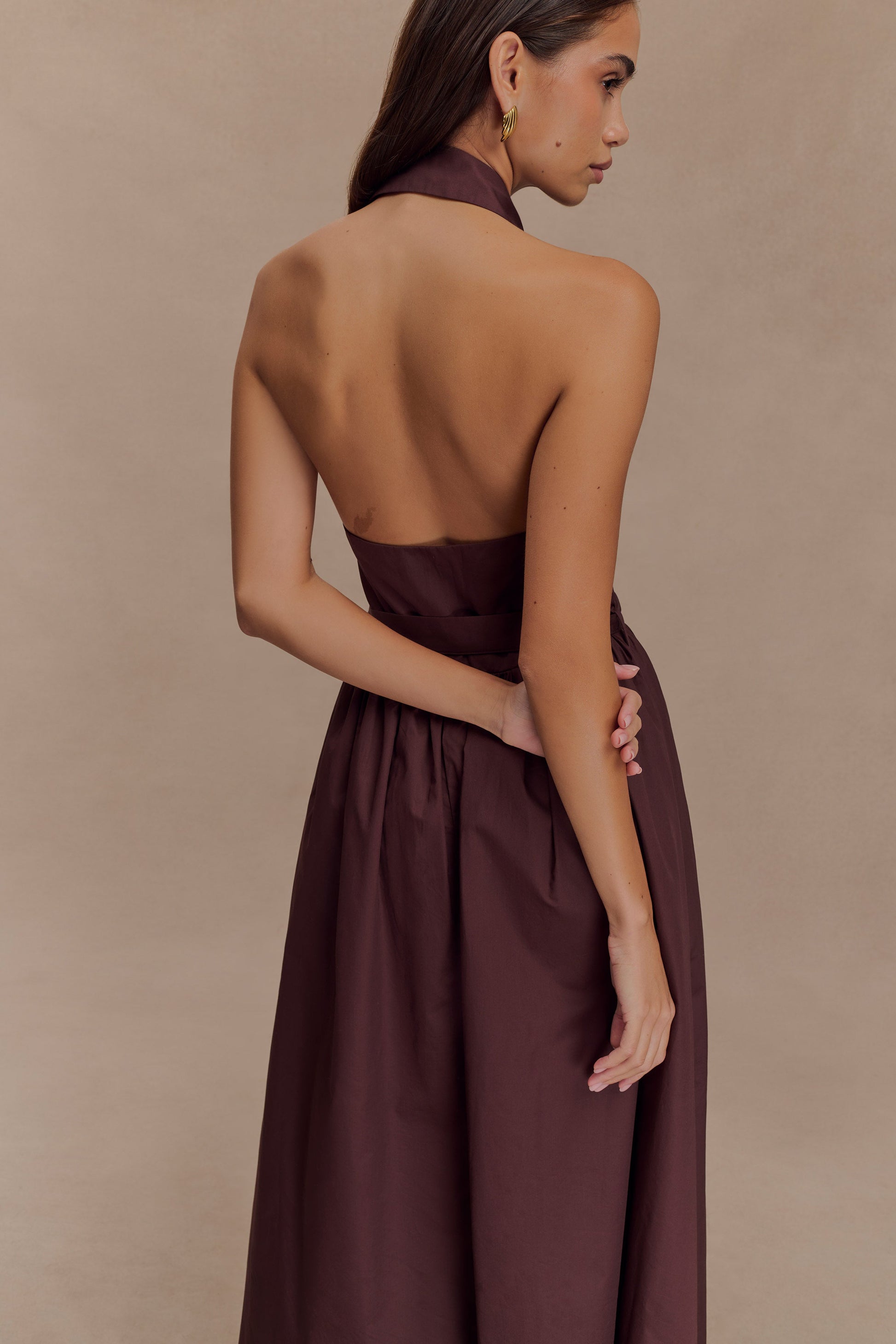 Cindy Collared Midi Dress - Chocolate #5