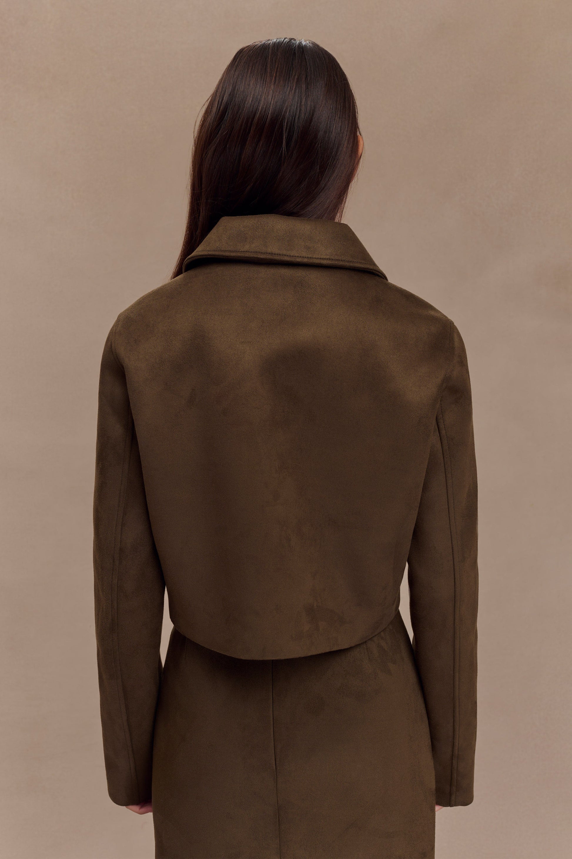Hayes Faux Suede Collared Jacket - Chocolate #3