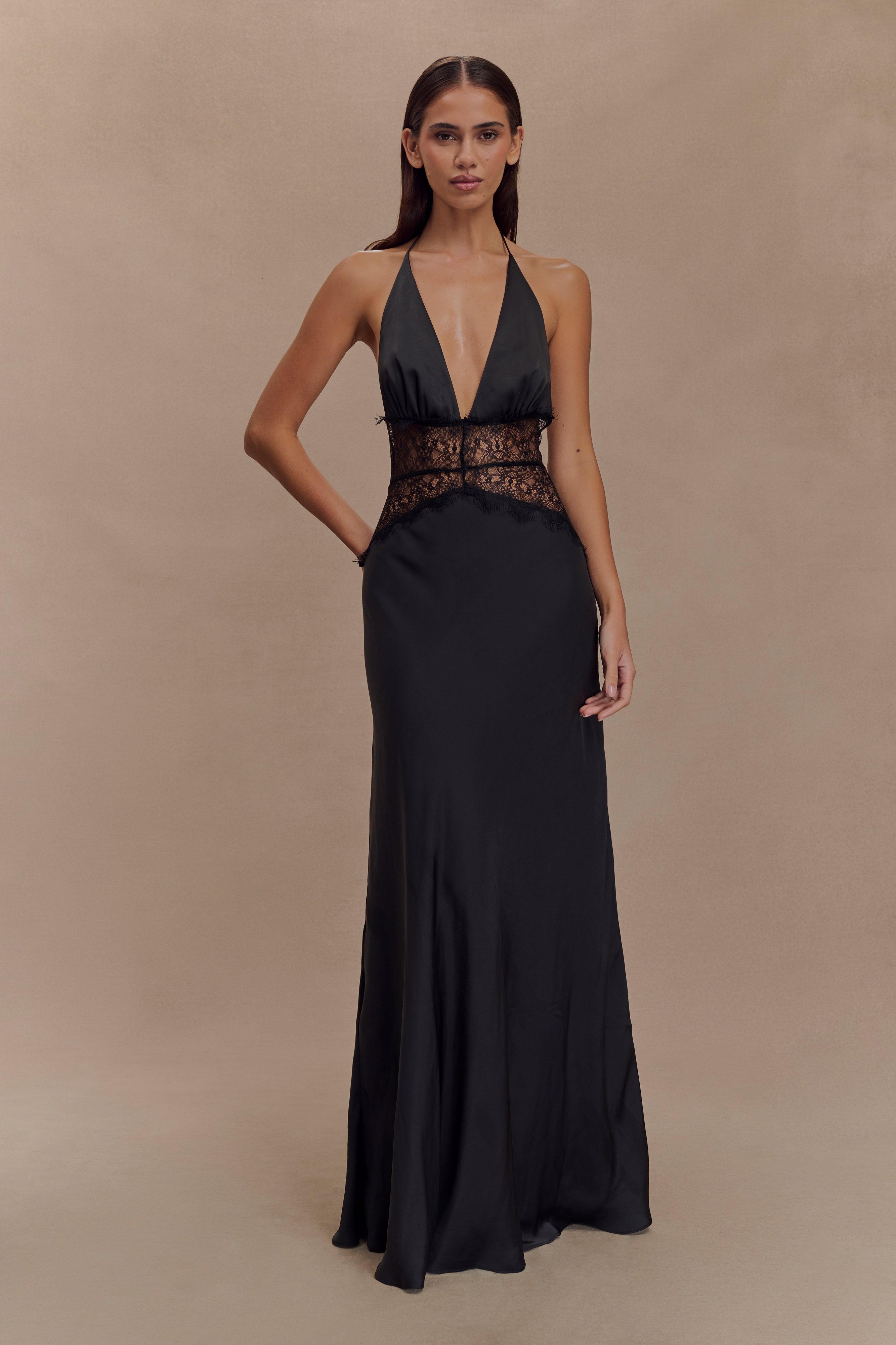 Dinah Lace And Satin Maxi Dress