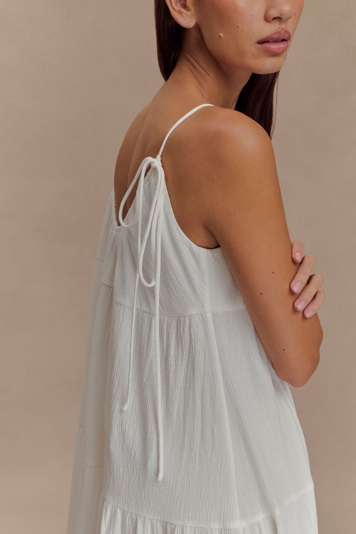 Lenny Front Tie Top - White