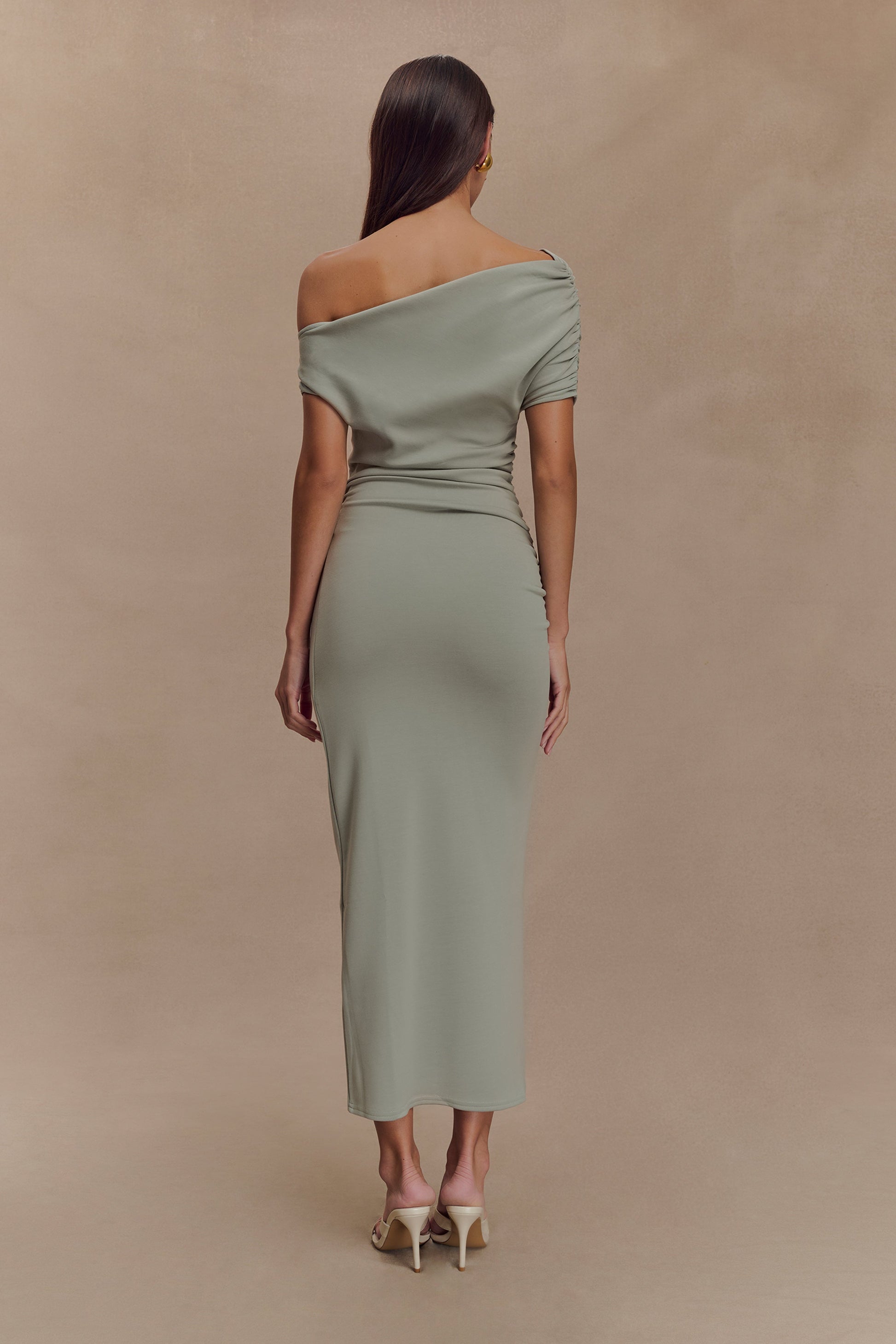 Kendra Scuba Jersey Midi Dress With Hardware - Sage #3