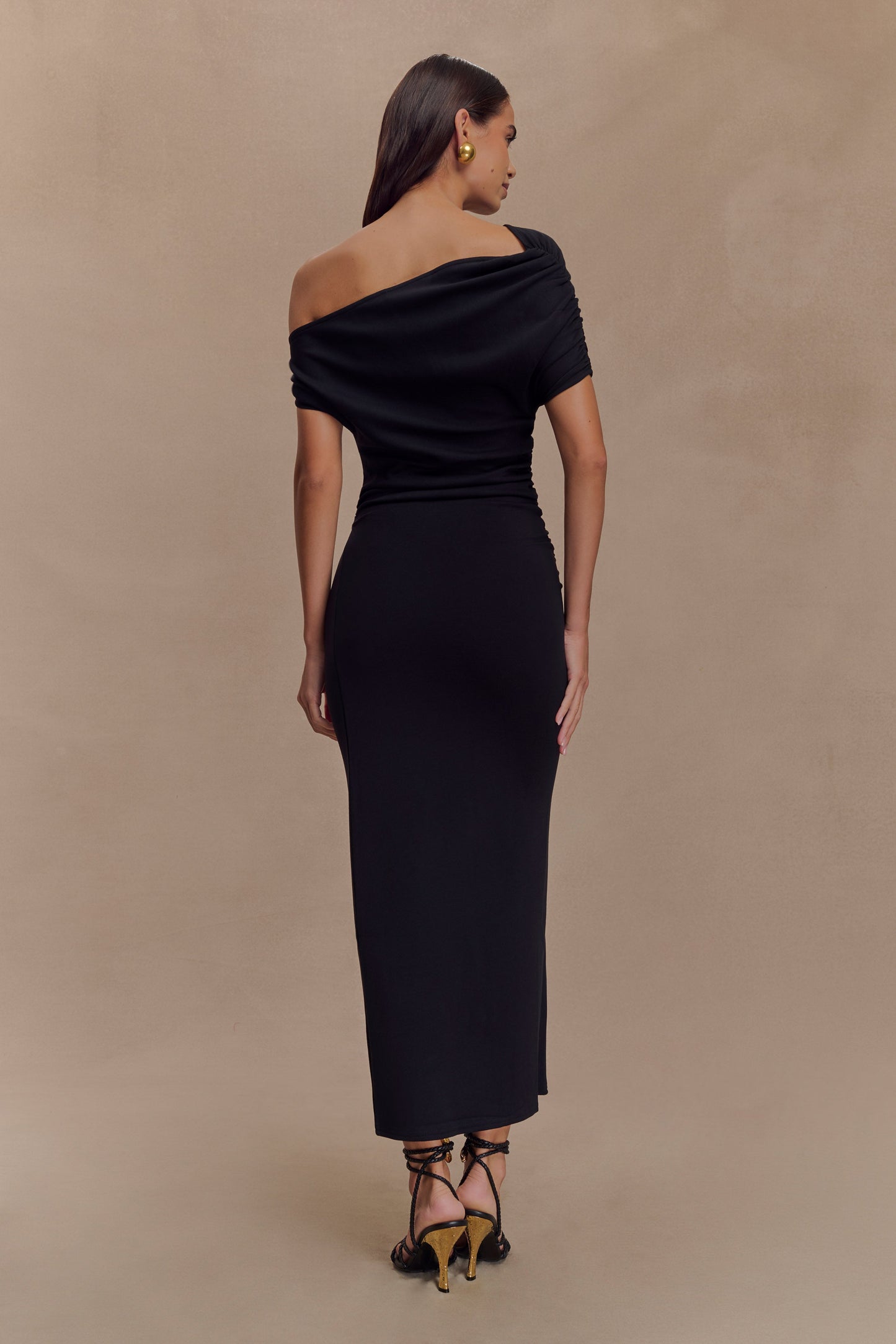 Kendra Scuba Jersey Midi Dress With Hardware - Black