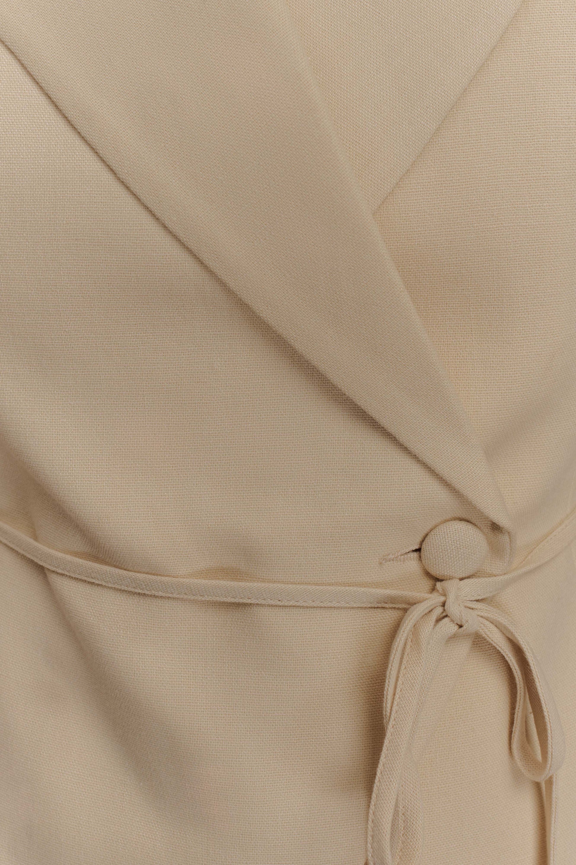 Andina Shortsleeve Linen Top - Natural Beige #9