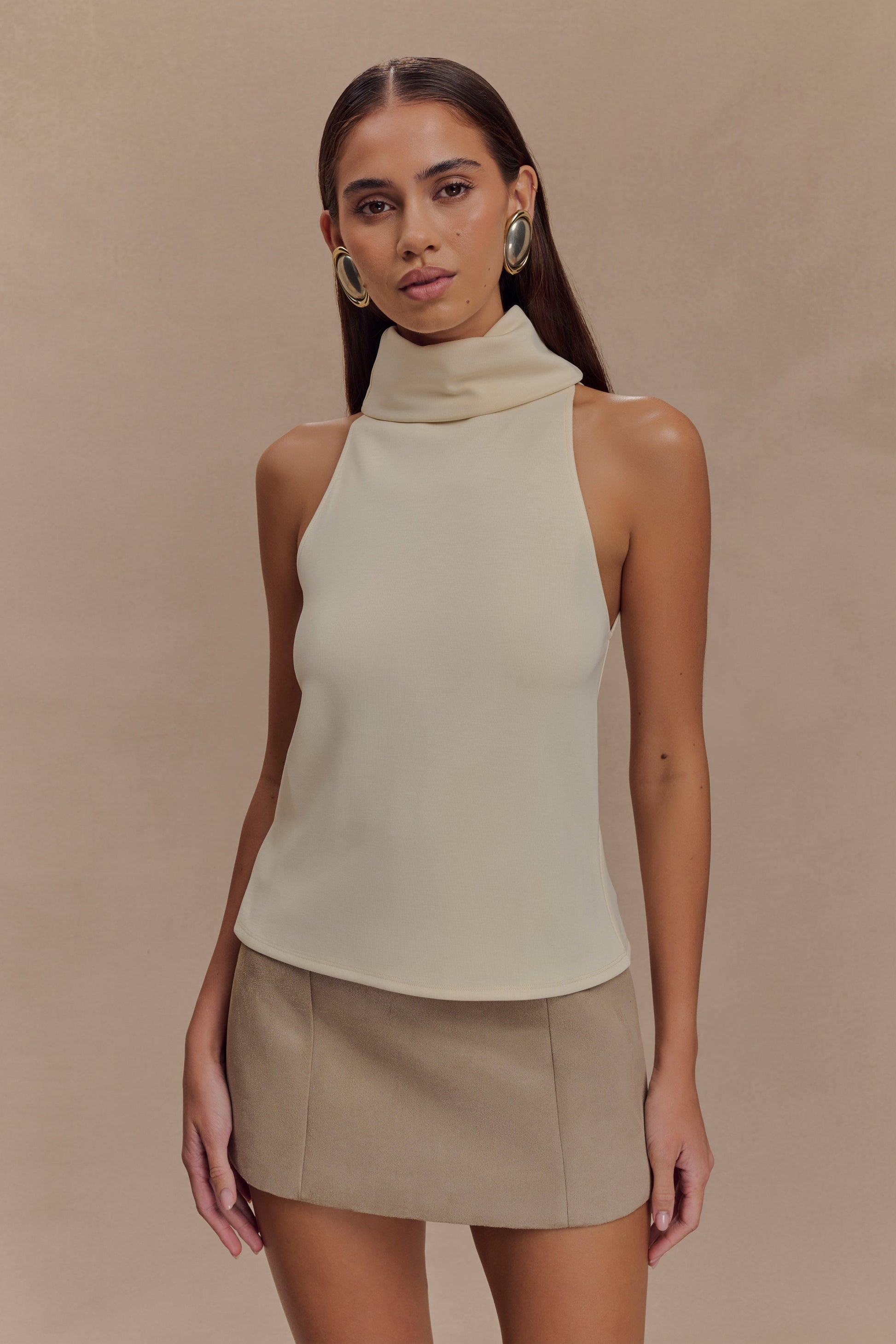 Birdie High Neck Sleeveless Top - Ivory #2