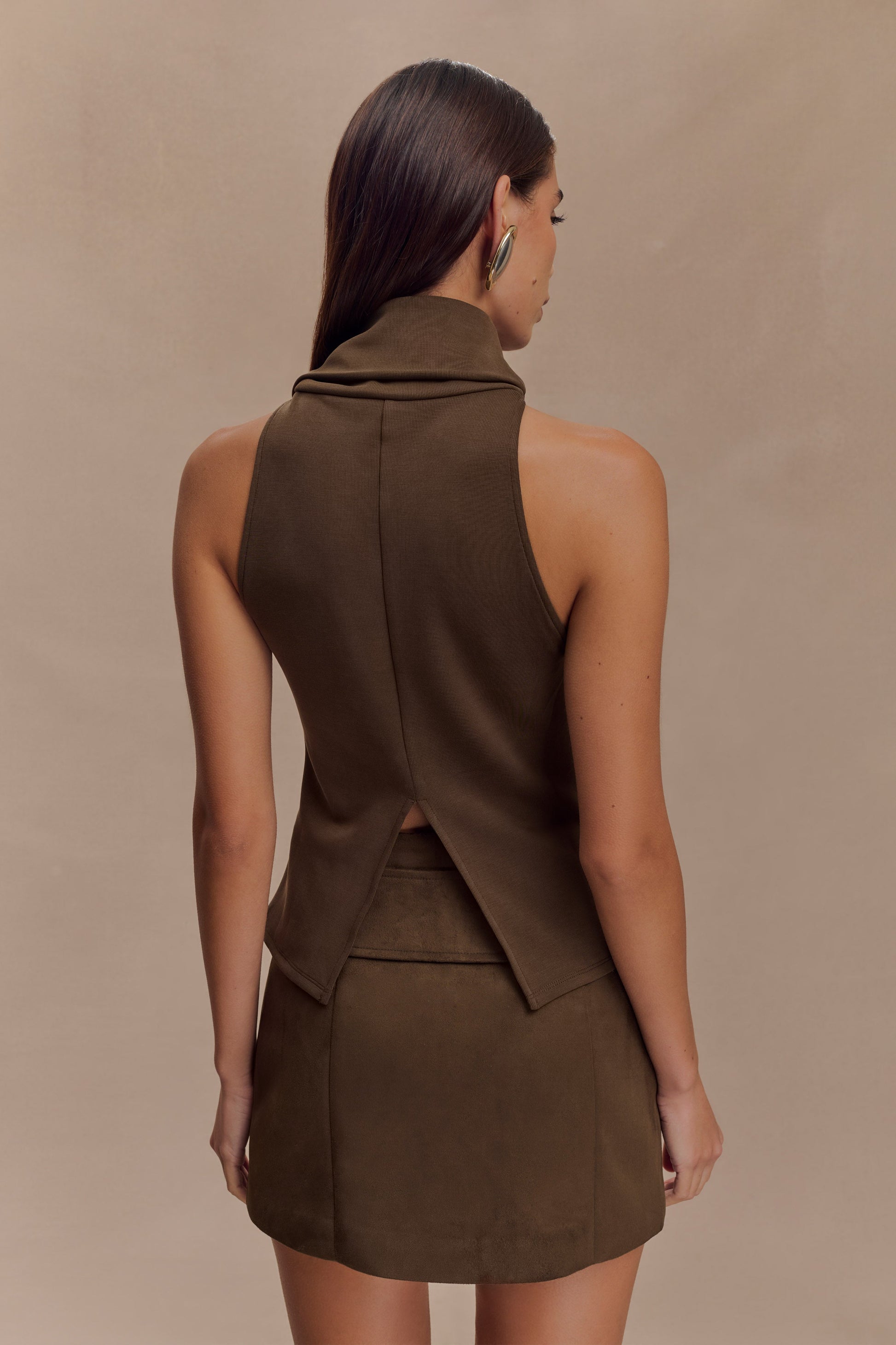 Birdie High Neck Sleeveless Top - Chocolate #2