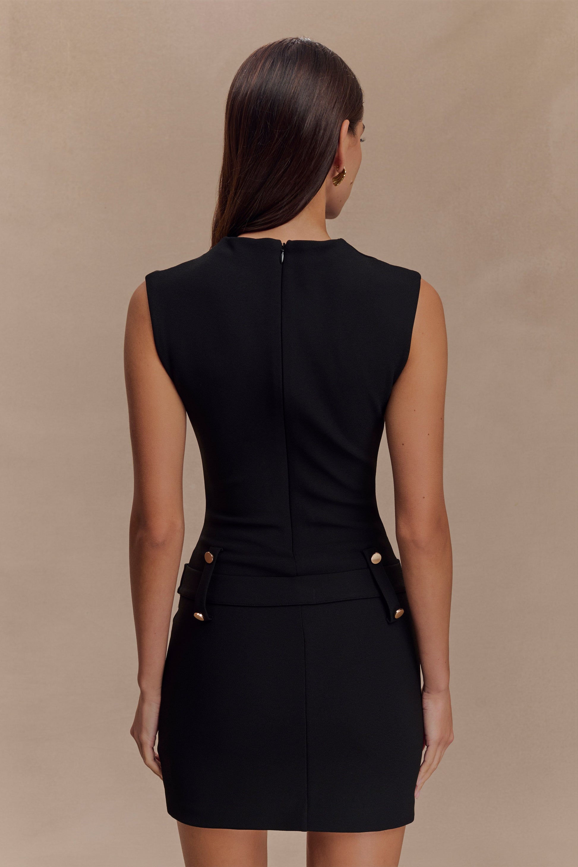 Scheana Stretch Crepe Mini Dress - Black #6