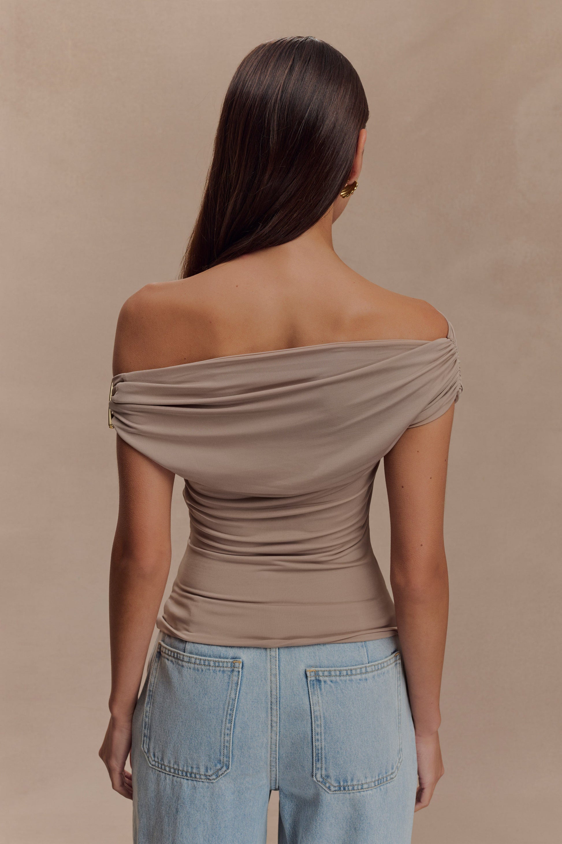 Kinsley Slinky Top With Hardware - Taupe #2