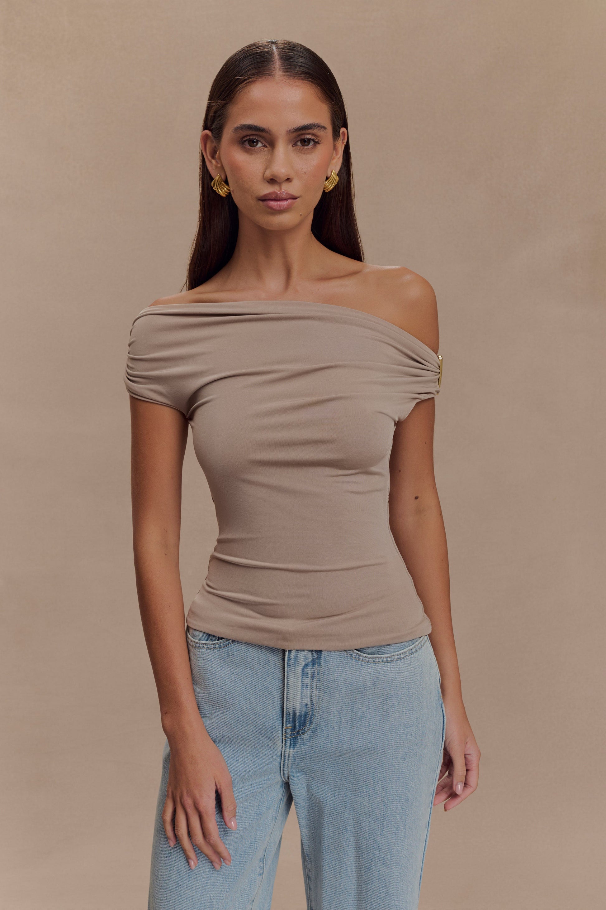 Kinsley Slinky Top With Hardware - Taupe #6