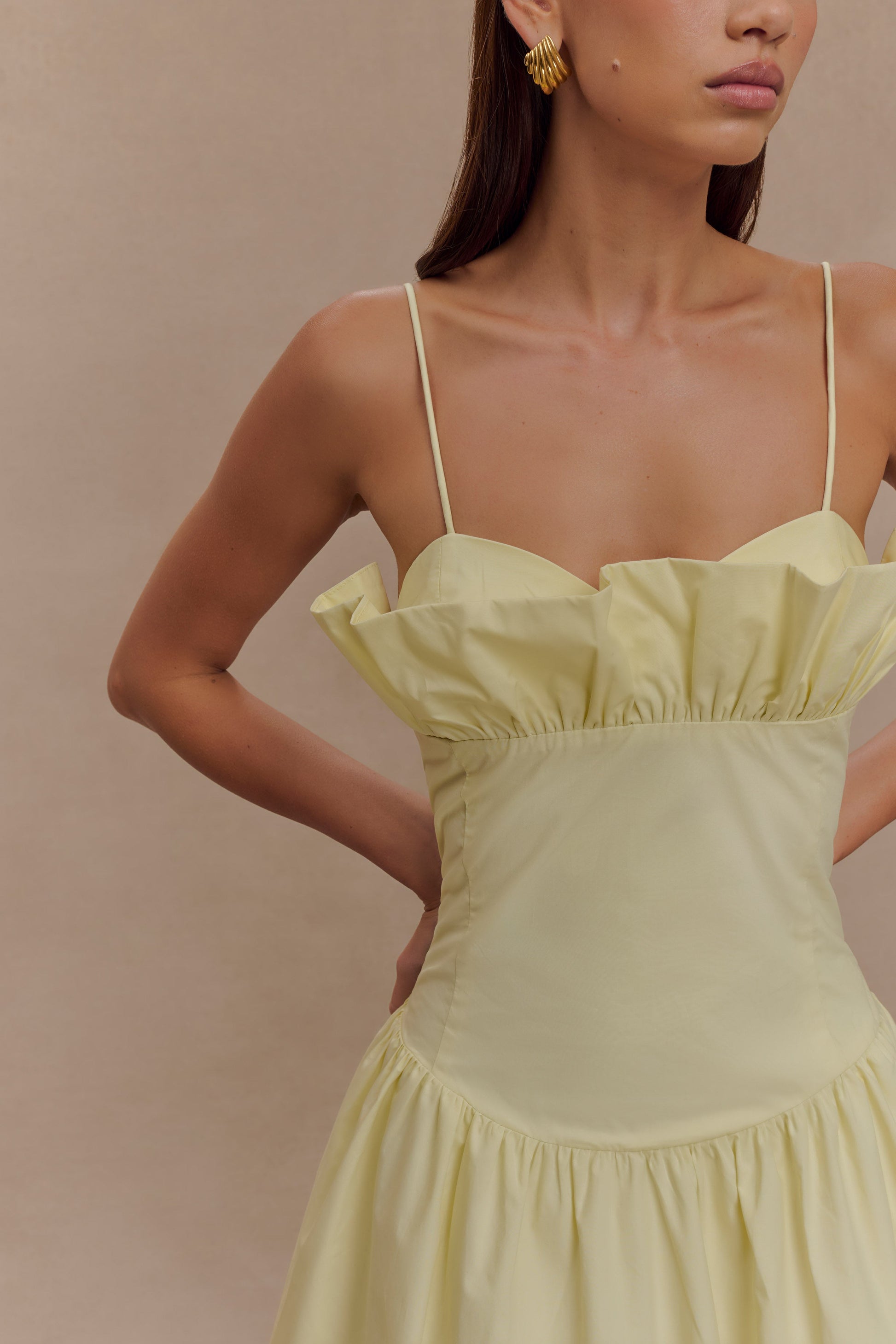 Janis Cotton Frill Maxi Dress - Lemon #3