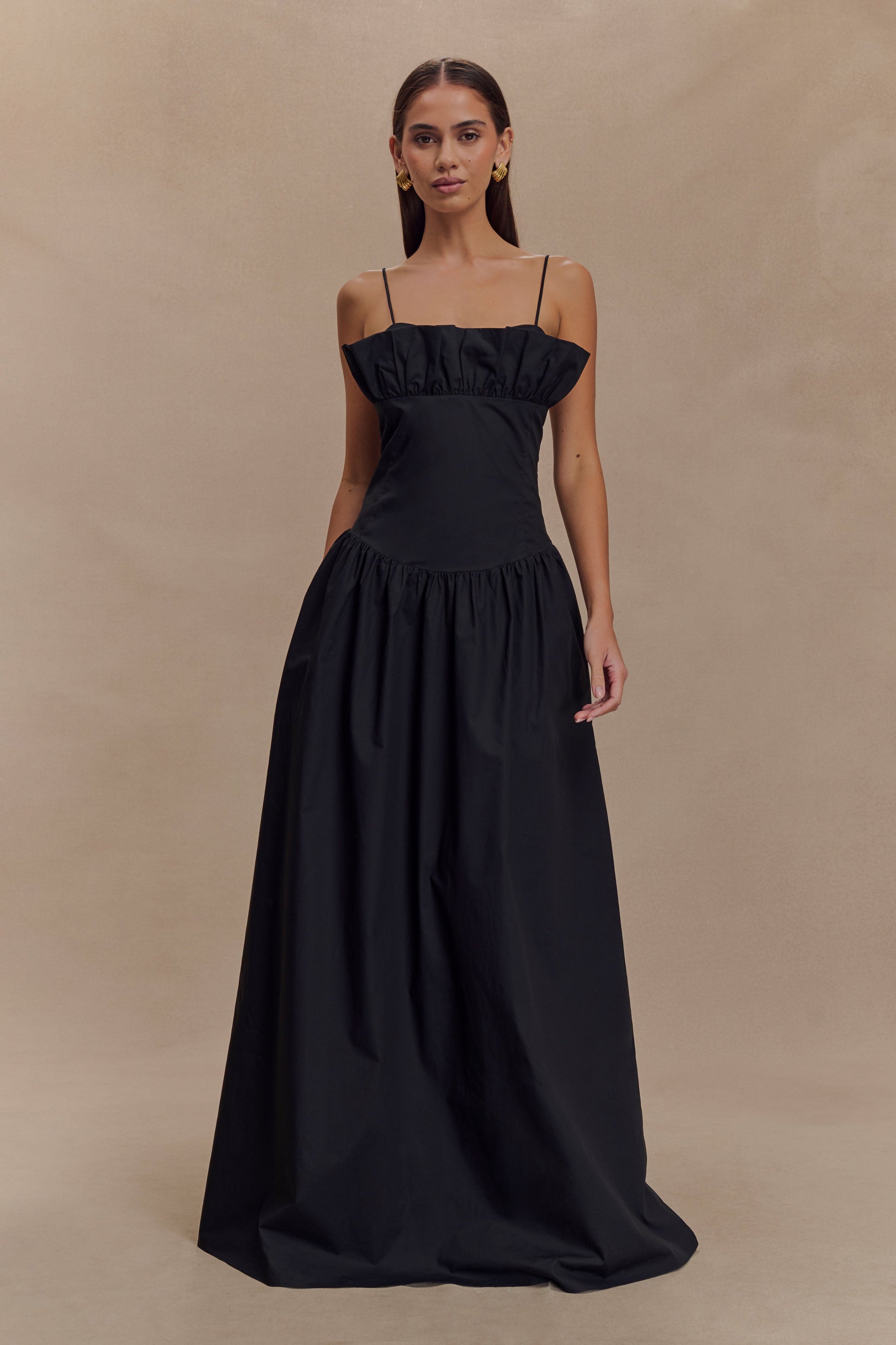 Janis Cotton Frill Maxi Dress - Black #5