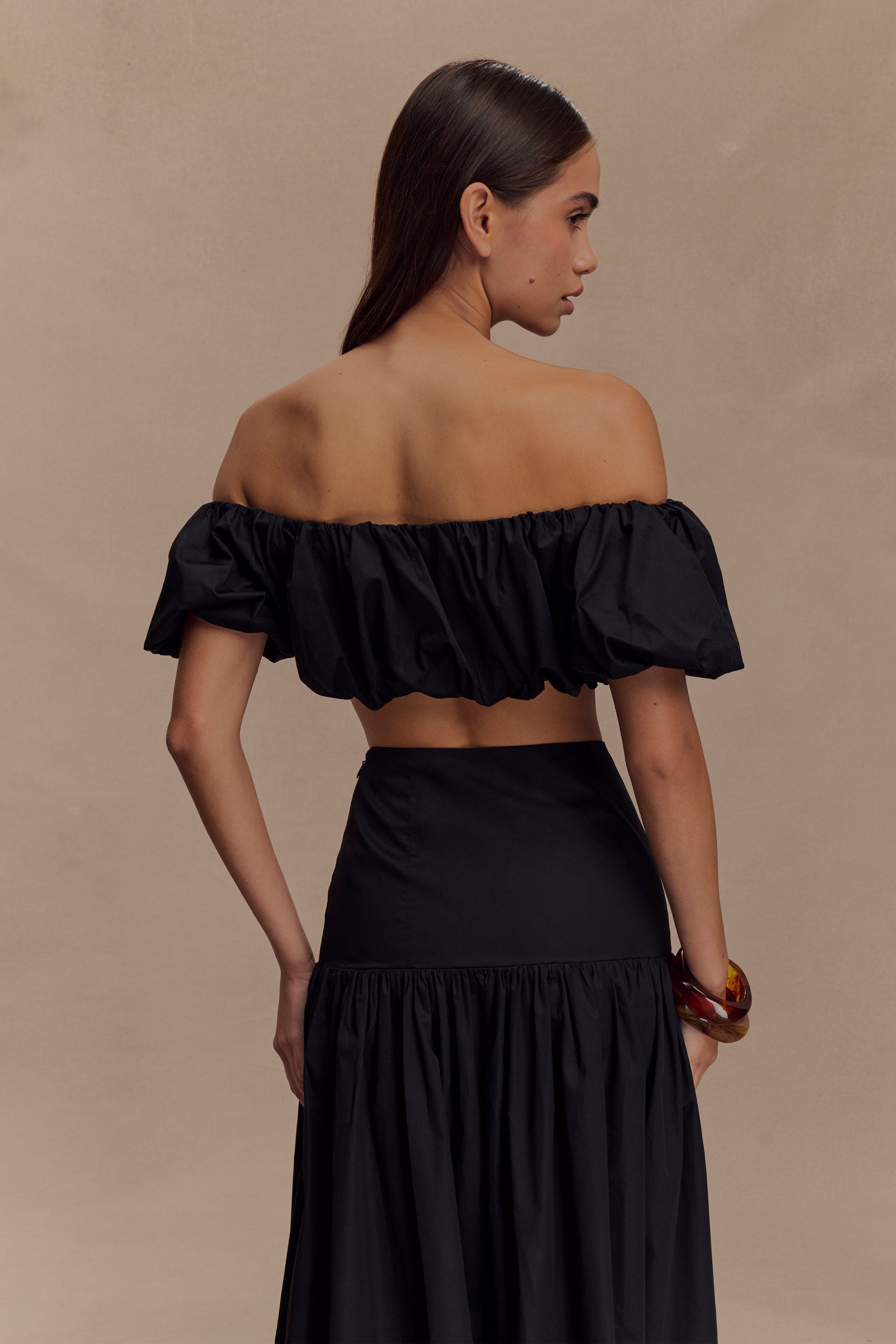 Autumn Off Shoulder Bubble Top - Black #2