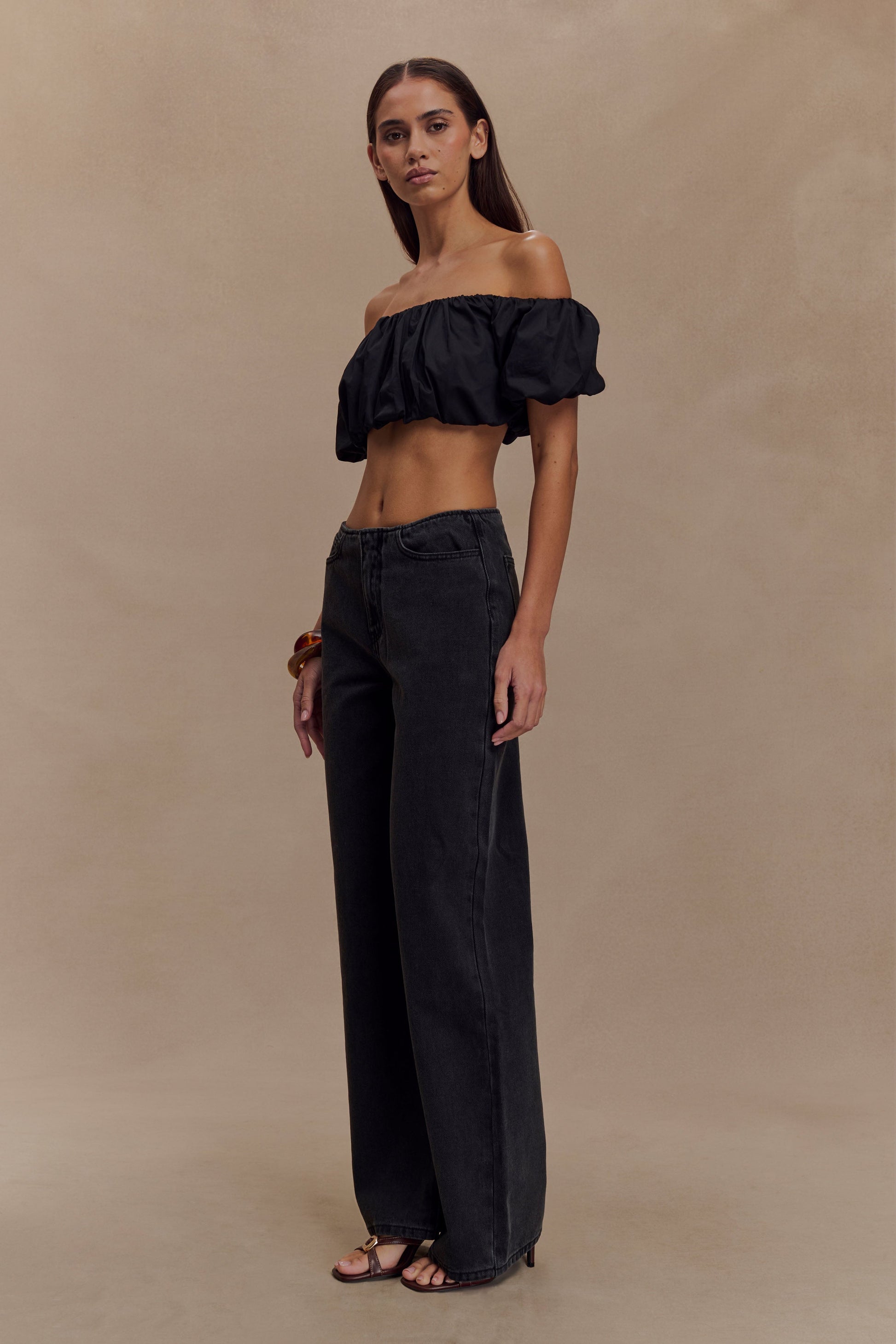 Autumn Off Shoulder Bubble Top - Black #6