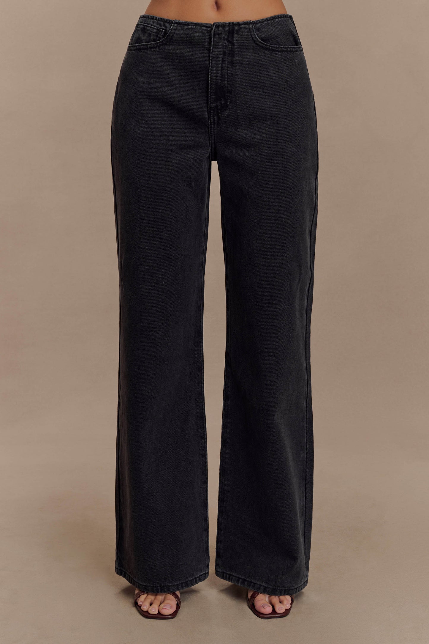 Caitlin Mid Rise Denim Jeans - Washed Black