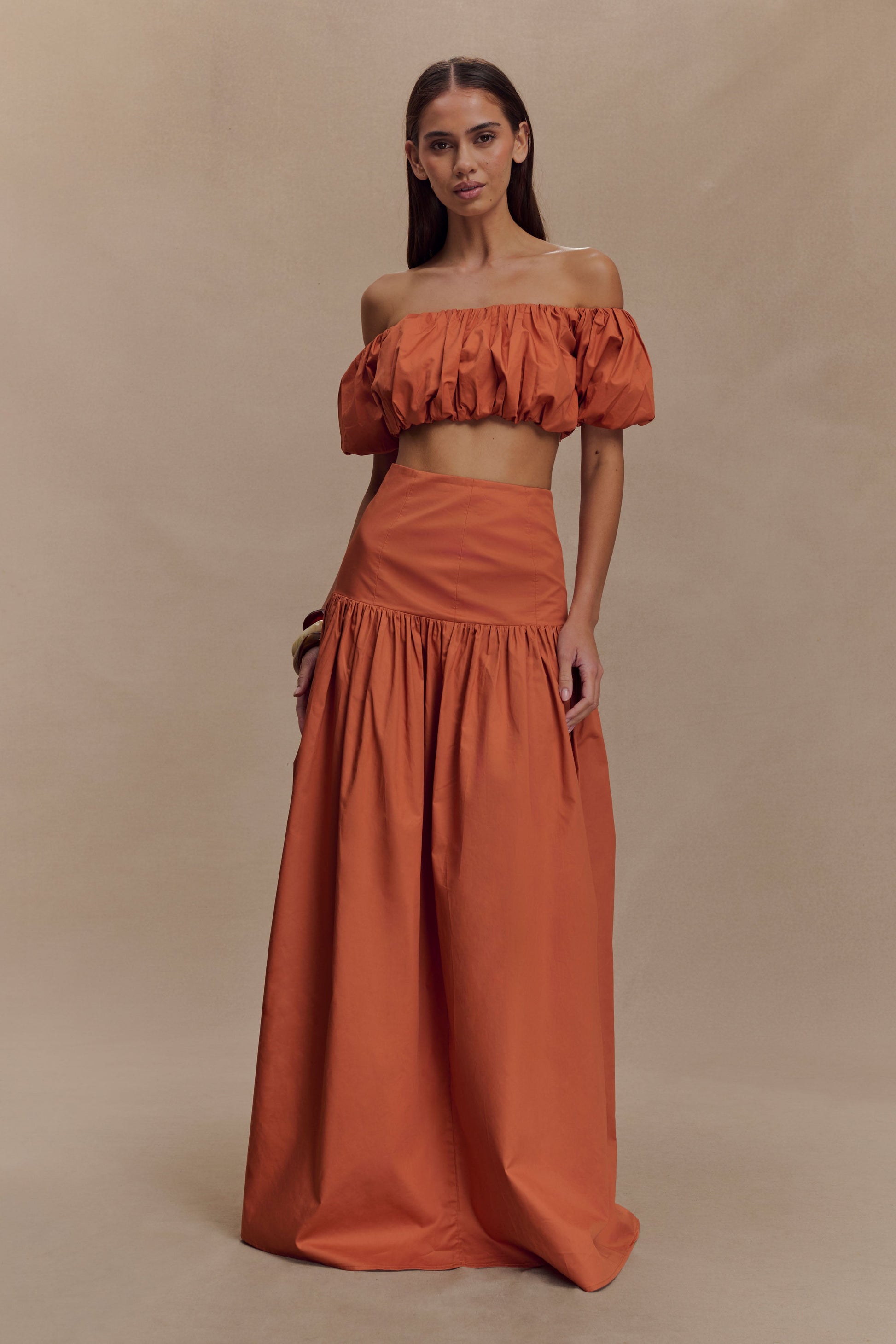 Autumn Off Shoulder Bubble Top - Burnt Orange #7