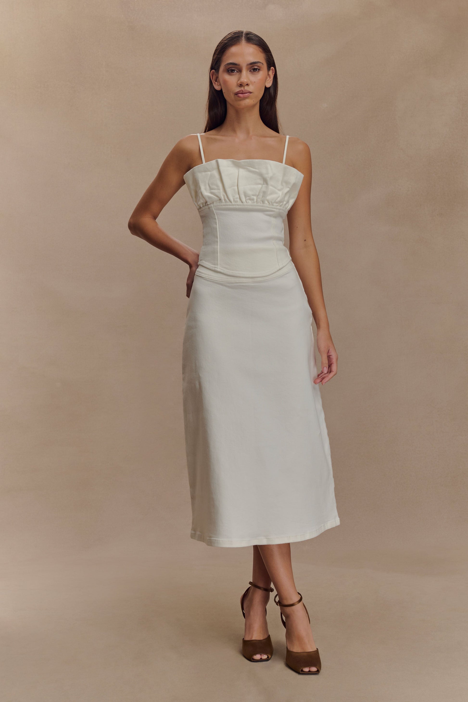 Cecilia Denim Frill Corset - White #6