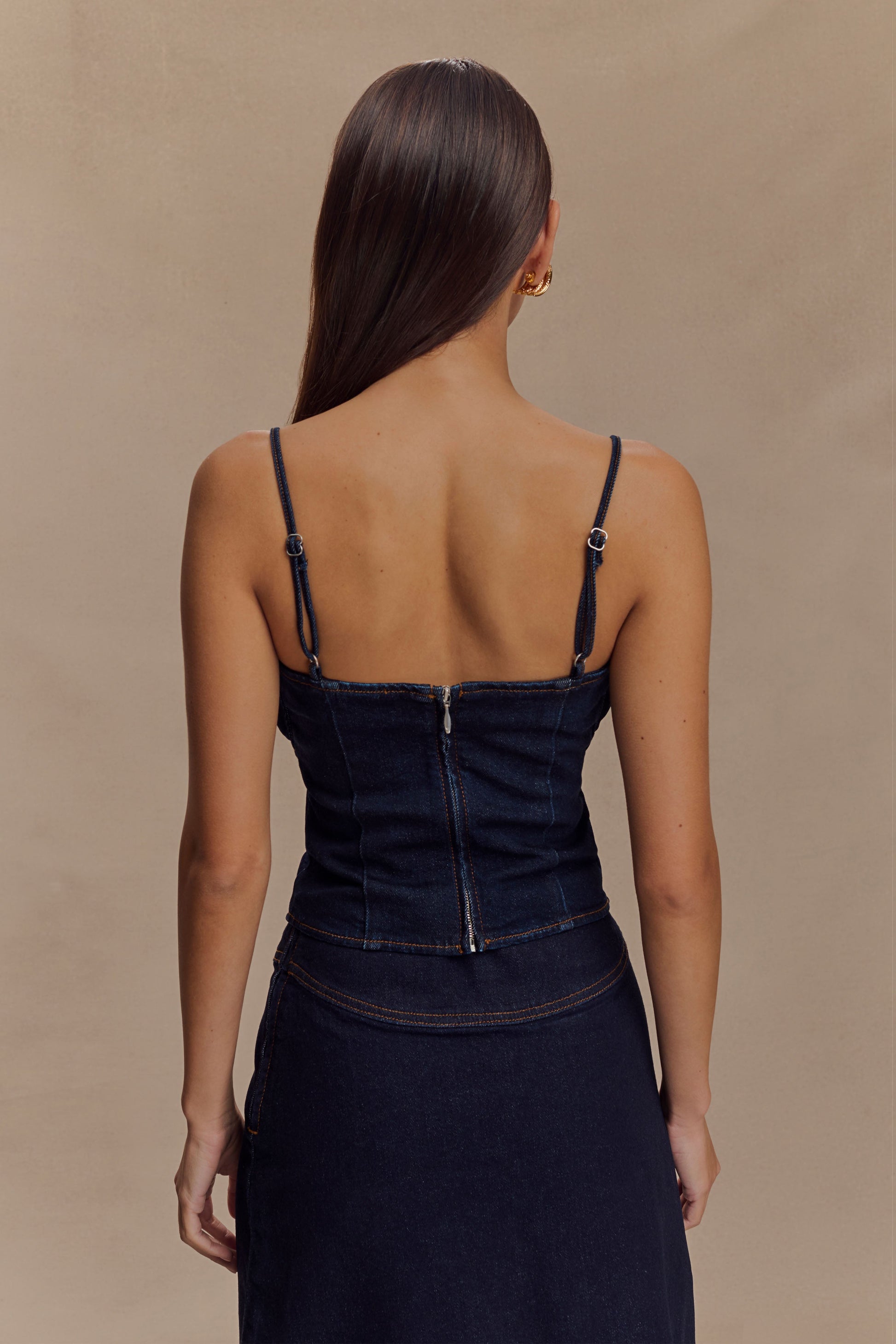 Cecilia Denim Frill Corset - Indigo Blue #2