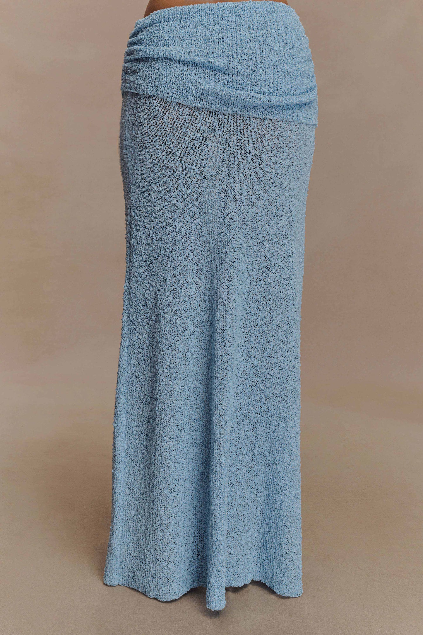 Petra Ruched Knit Maxi Skirt - Light Blue