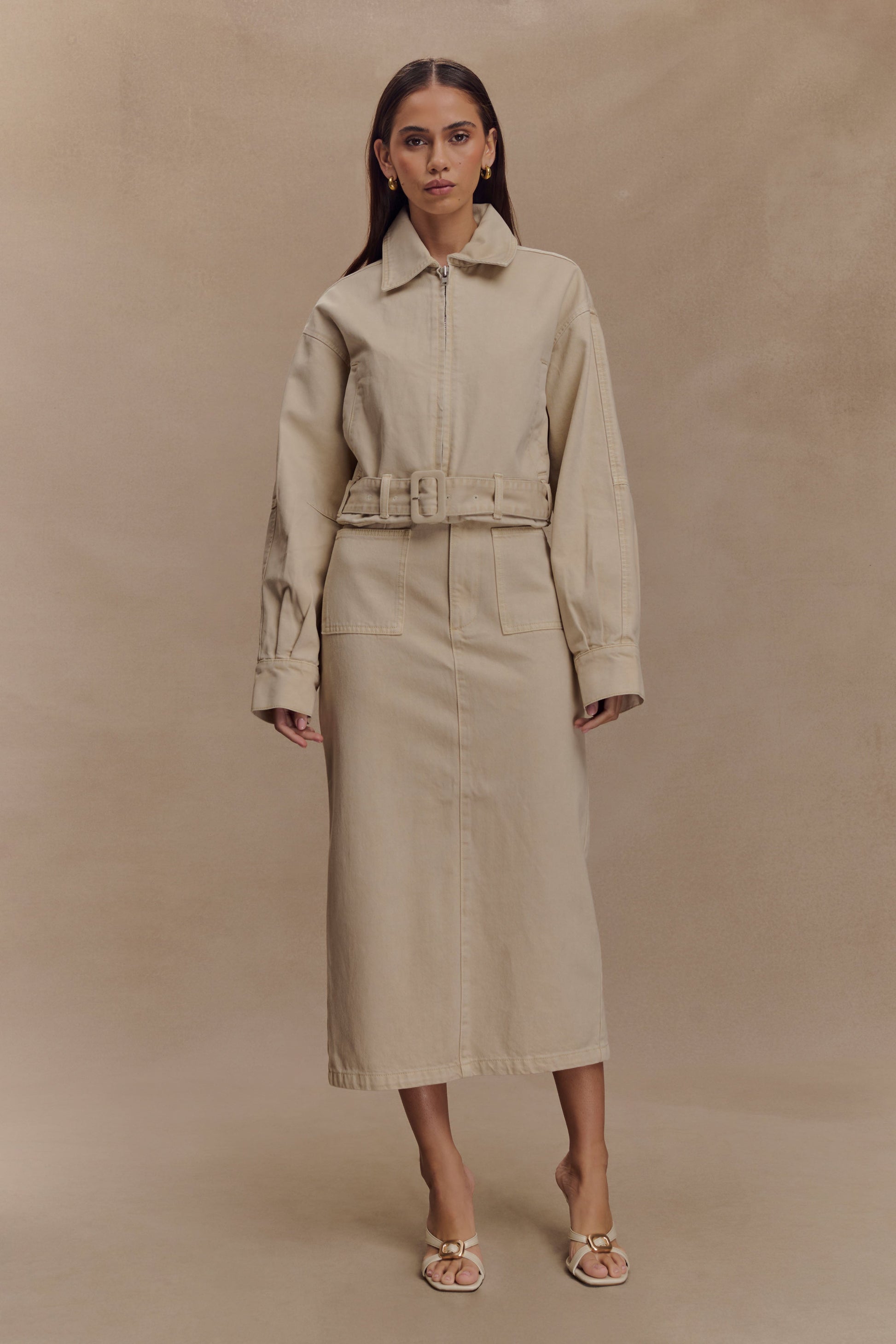 Fallon Denim Midi Skirt - Stone Wash